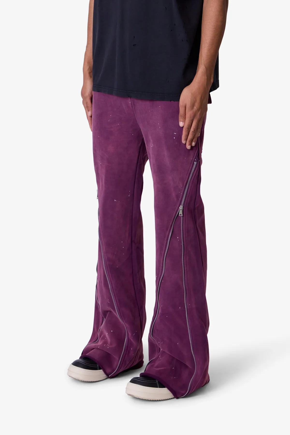 Zipper Flare Sweatpants - Purple sold by MNML product image thumbnail 3