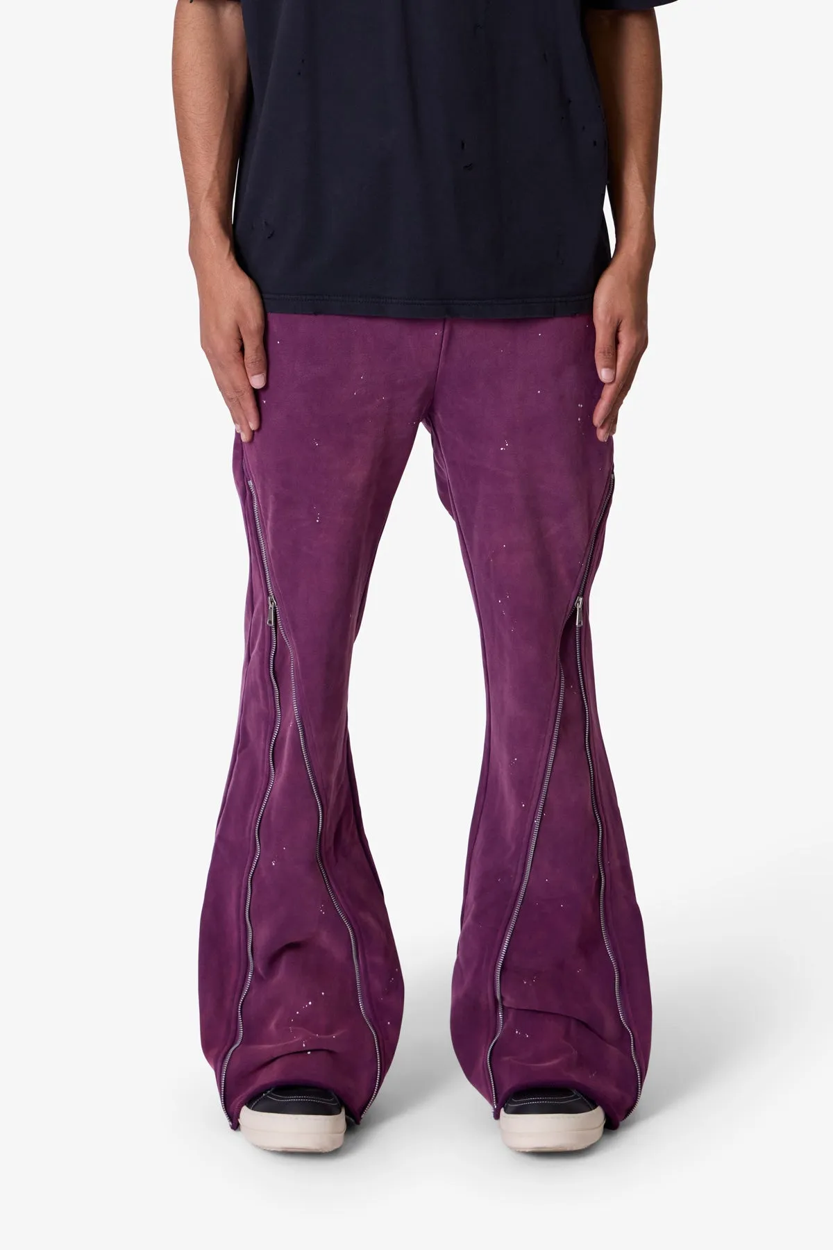 Zipper Flare Sweatpants - Purple sold by MNML