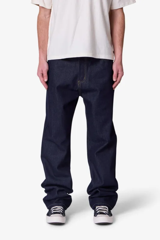Raw Baggy Denim - Rinsed Indigo sold by MNML