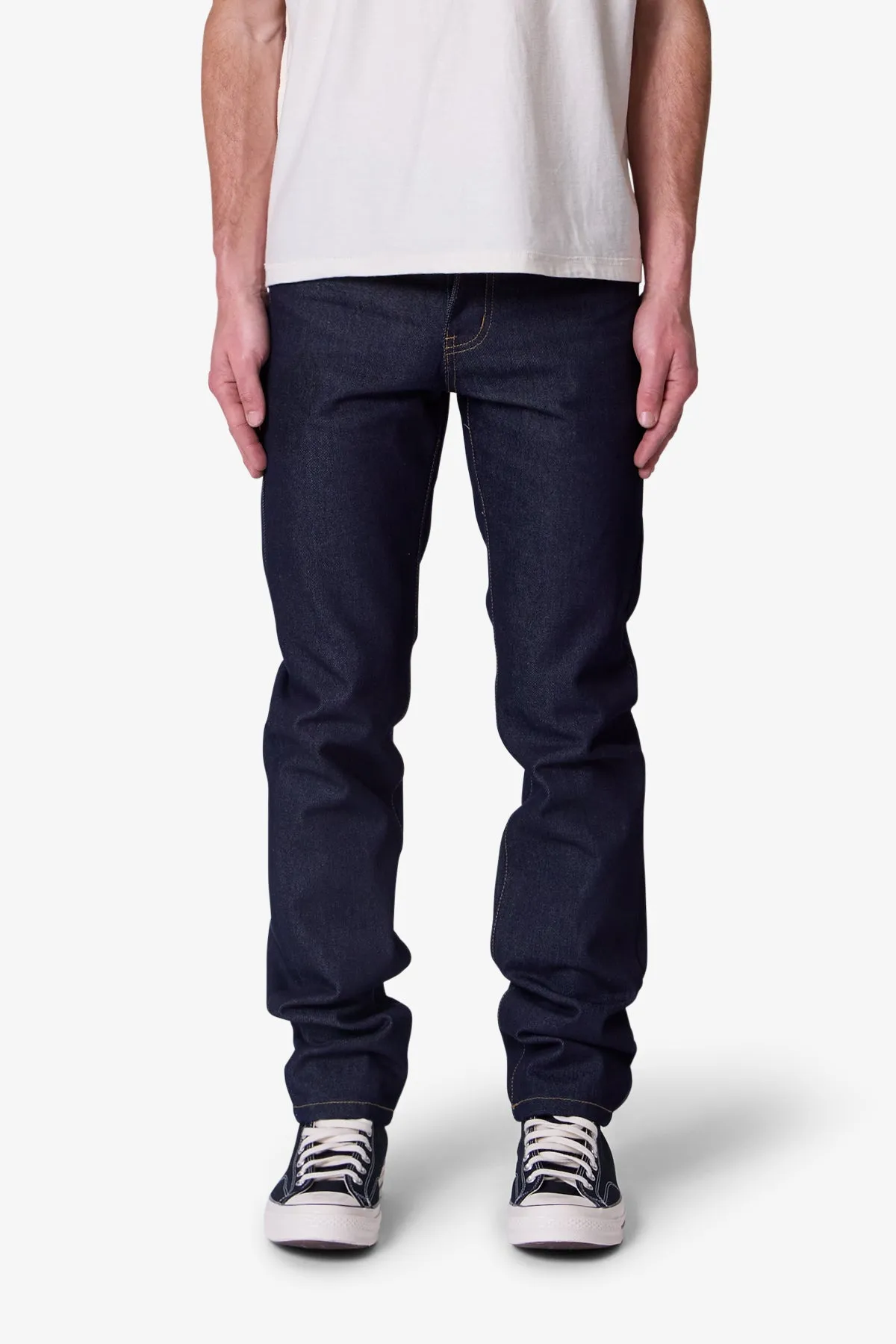 Raw Slim Denim - Rinsed Indigo sold by MNML