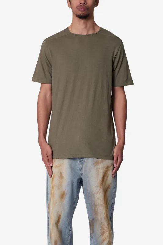 Sheer Crewneck Tee - Olive sold by MNML