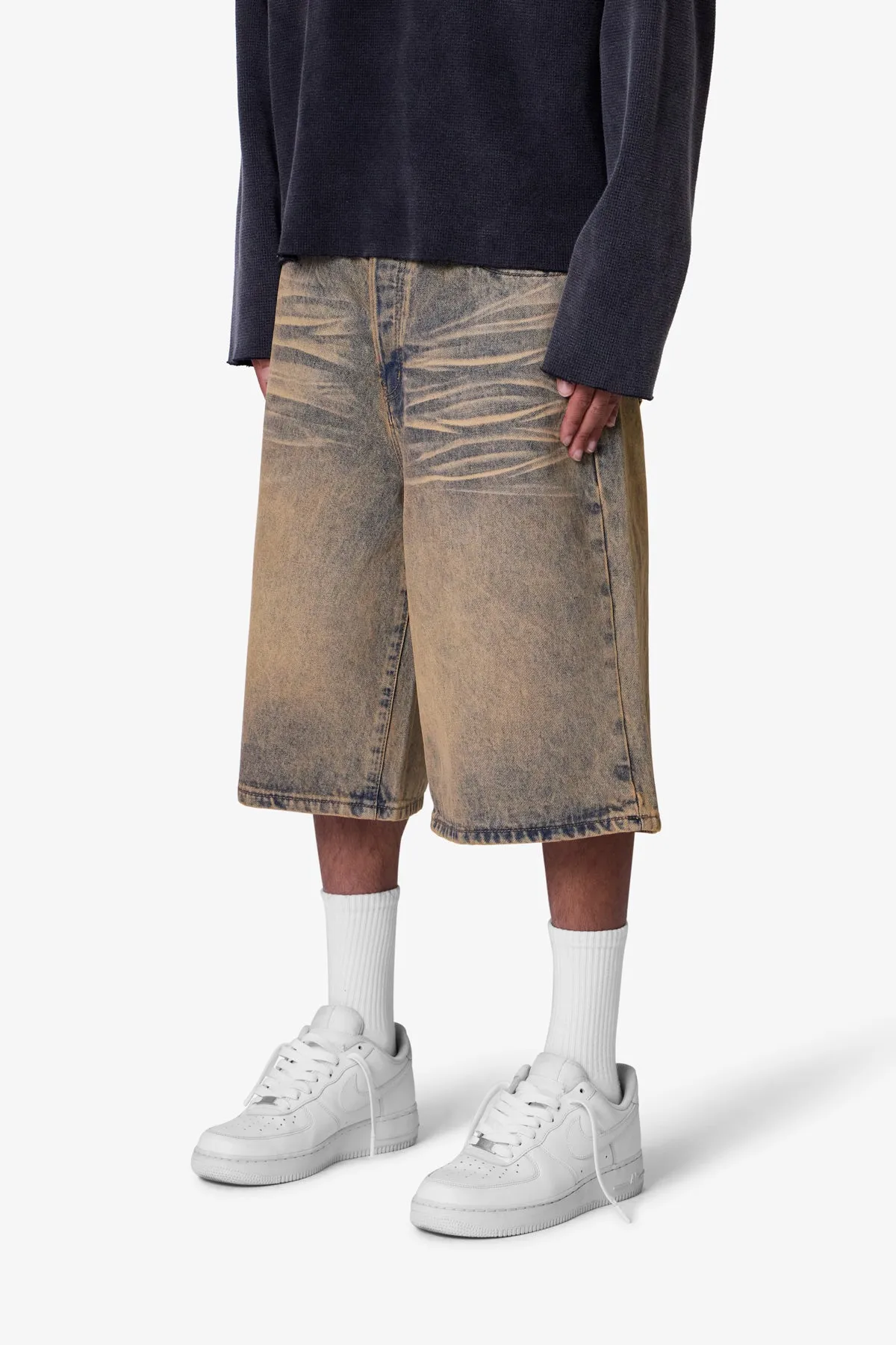 Baggy Dust Stone Denim Shorts - Vintage Blue sold by MNML product image thumbnail 3