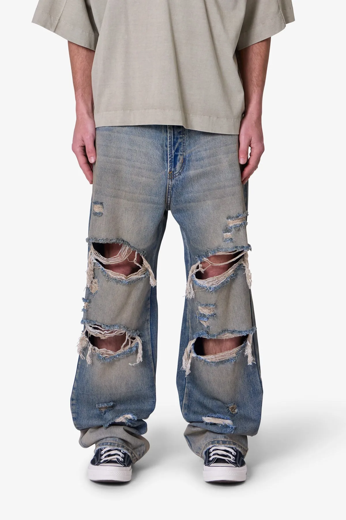 Ultra Baggy Orange Dusted Denim - Blue sold by MNML