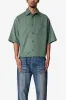 Cropped Striped Pajama Shirt - Green sold by MNML