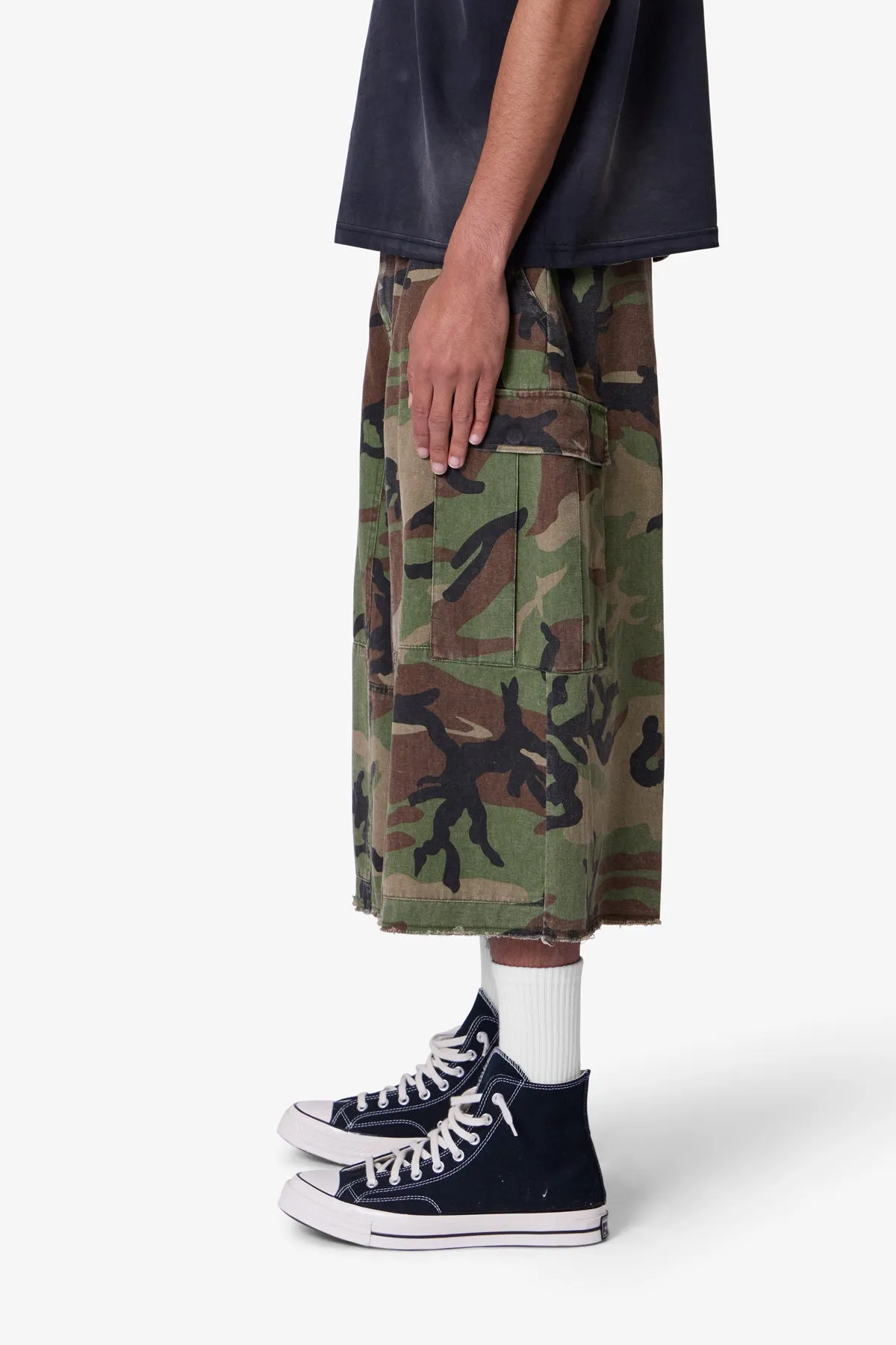 Extra Long Cargo Shorts - Camo sold by MNML product image thumbnail 4