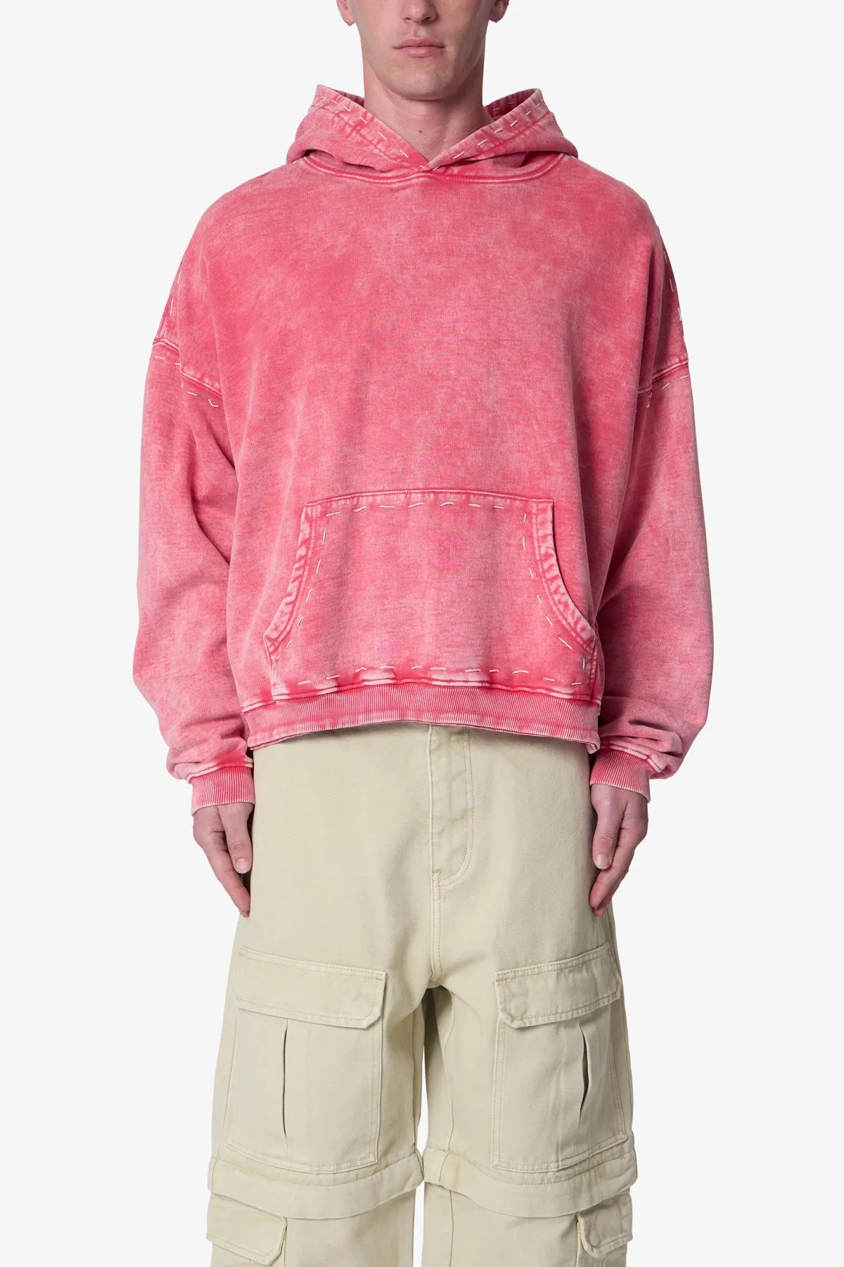 Contrast Stitch Hoodie - Red sold by MNML