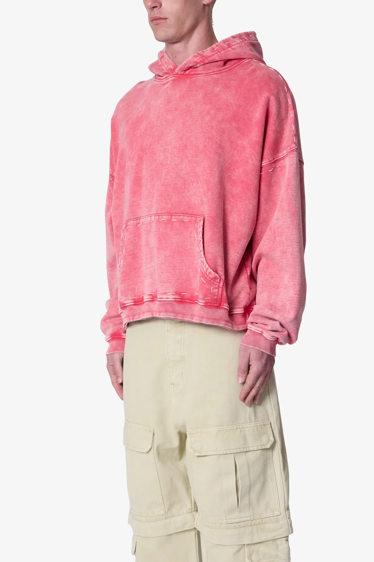 Contrast Stitch Hoodie - Red sold by MNML product image thumbnail 3