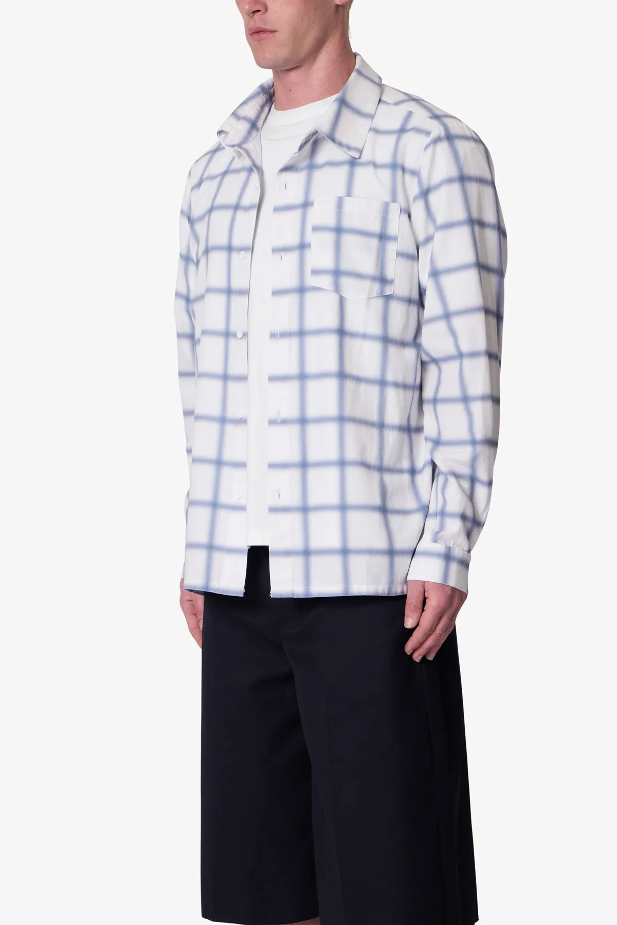 Blue Checked Flannel Shirt - Blue/White sold by MNML product image thumbnail 3