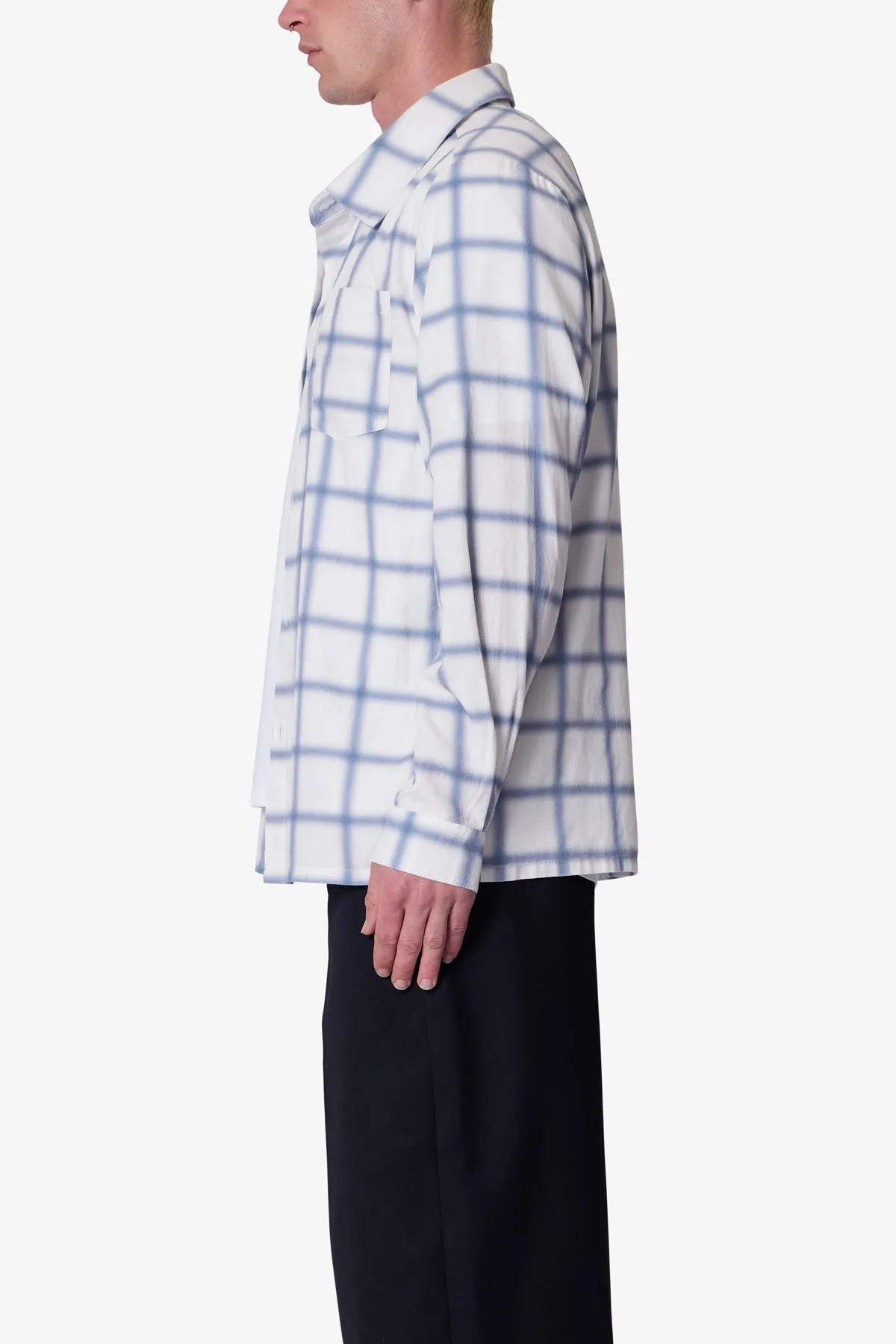 Blue Checked Flannel Shirt - Blue/White sold by MNML product image thumbnail 4
