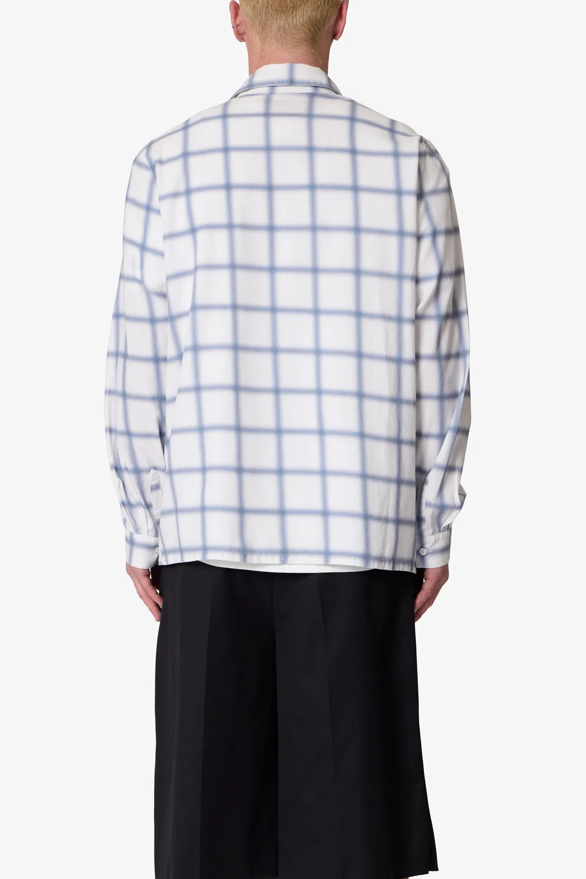 Blue Checked Flannel Shirt - Blue/White sold by MNML product image thumbnail 5