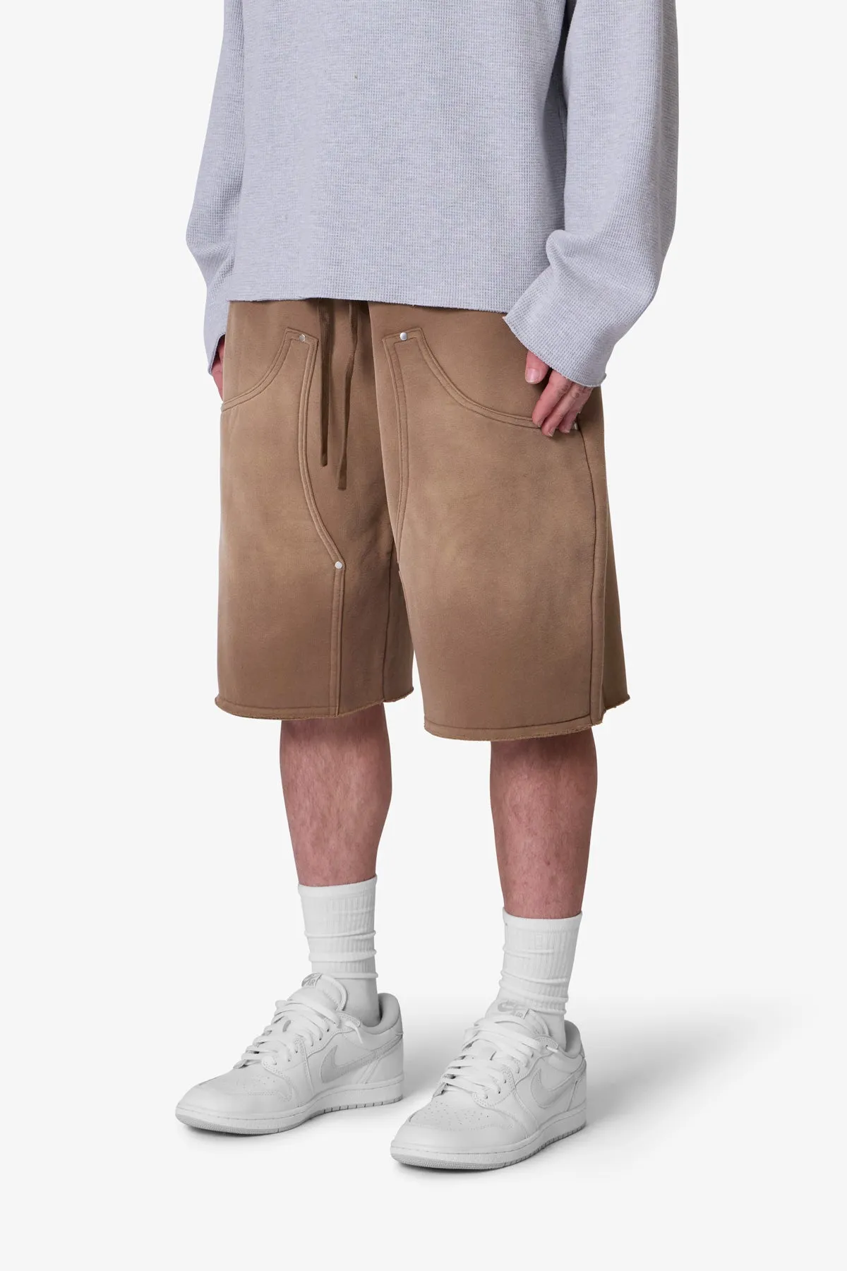 West Double Knee Sweatshorts - Tan sold by MNML product image thumbnail 3
