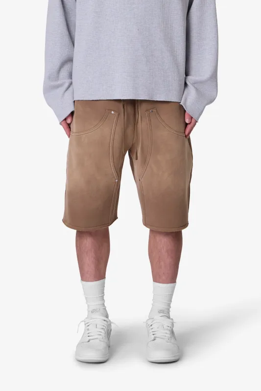 double knee sweat shorts OVERWHELM Lサイズ West Double Knee Sweatshorts - Washed Black | Parallel