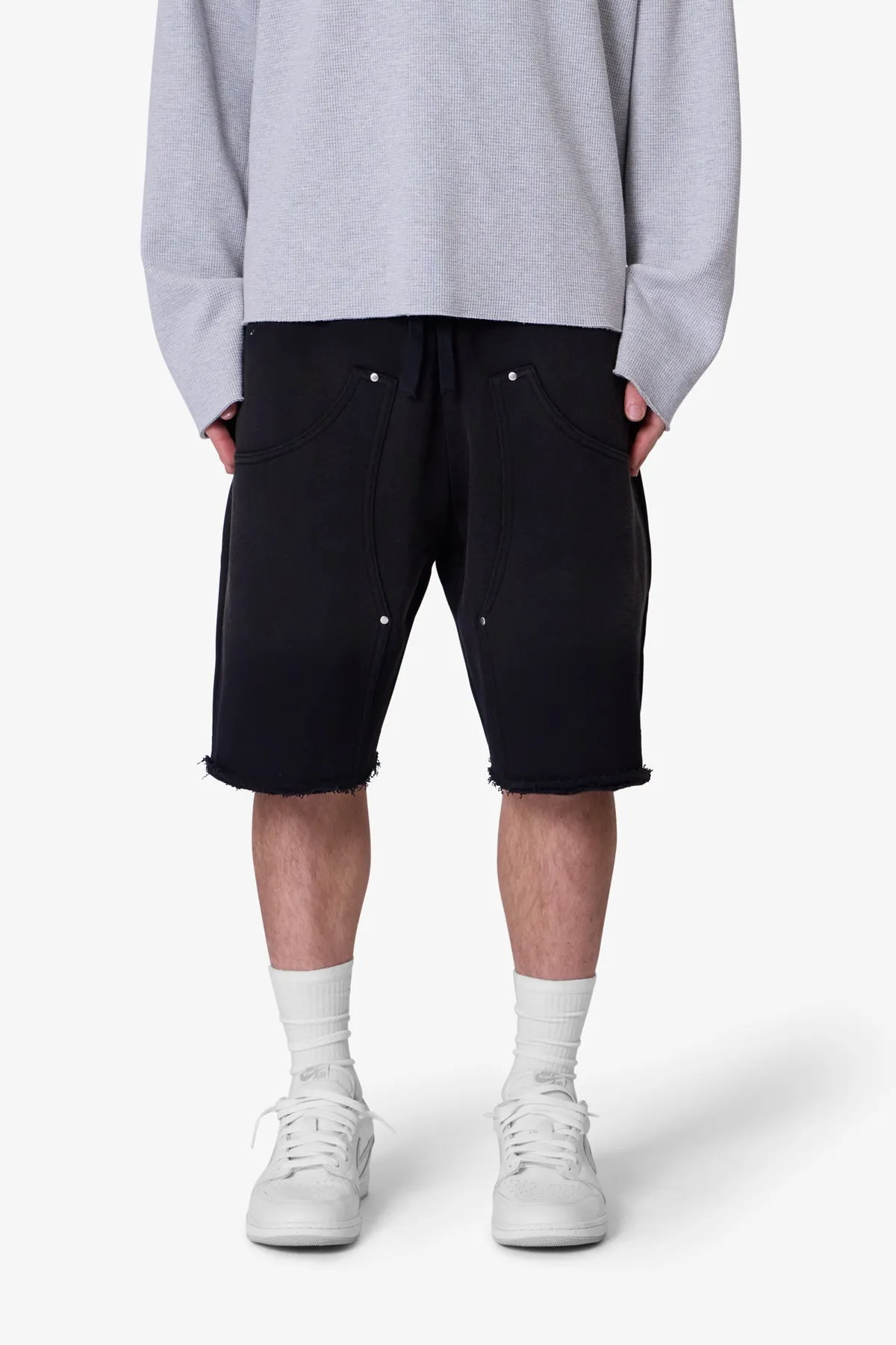 West Double Knee Sweatshorts - Washed Black | Parallel