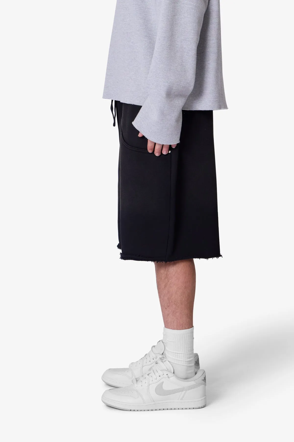 double knee sweat shorts OVERWHELM Lサイズ West Double Knee Sweatshorts - Washed Black | Parallel