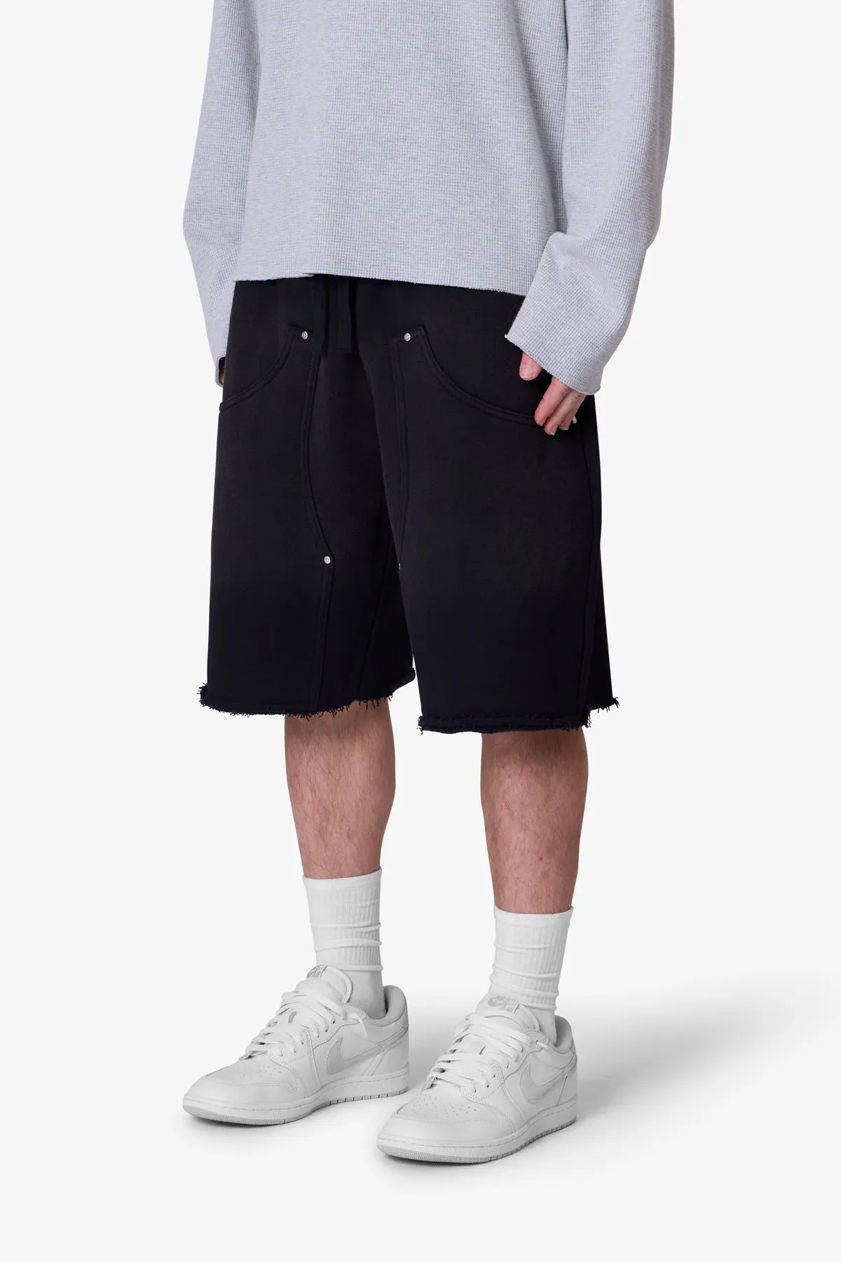 West Double Knee Sweatshorts - Washed Black sold by MNML product image thumbnail 4
