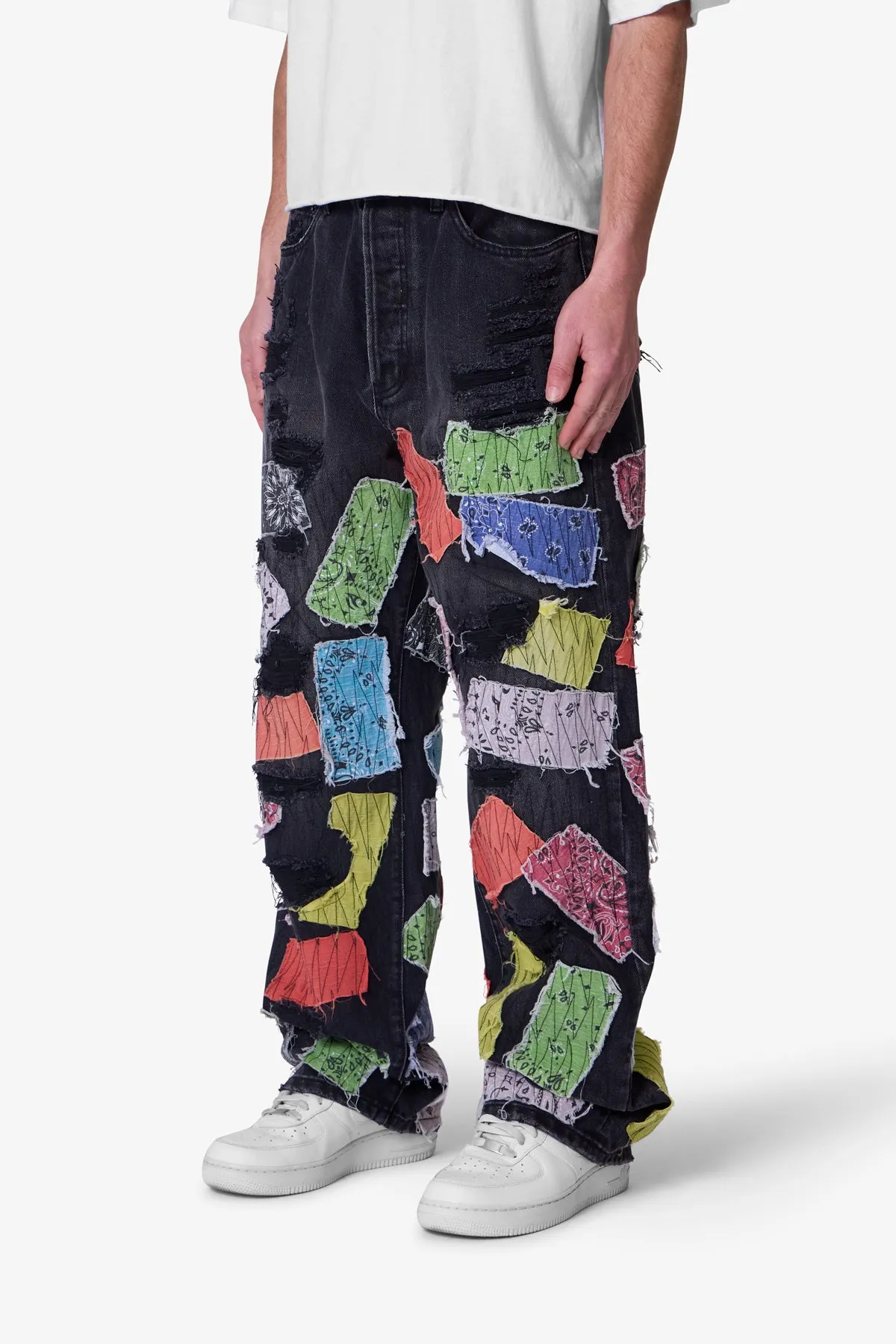 Ultra Baggy Bandana Patch Denim - Washed Black sold by MNML product image thumbnail 3