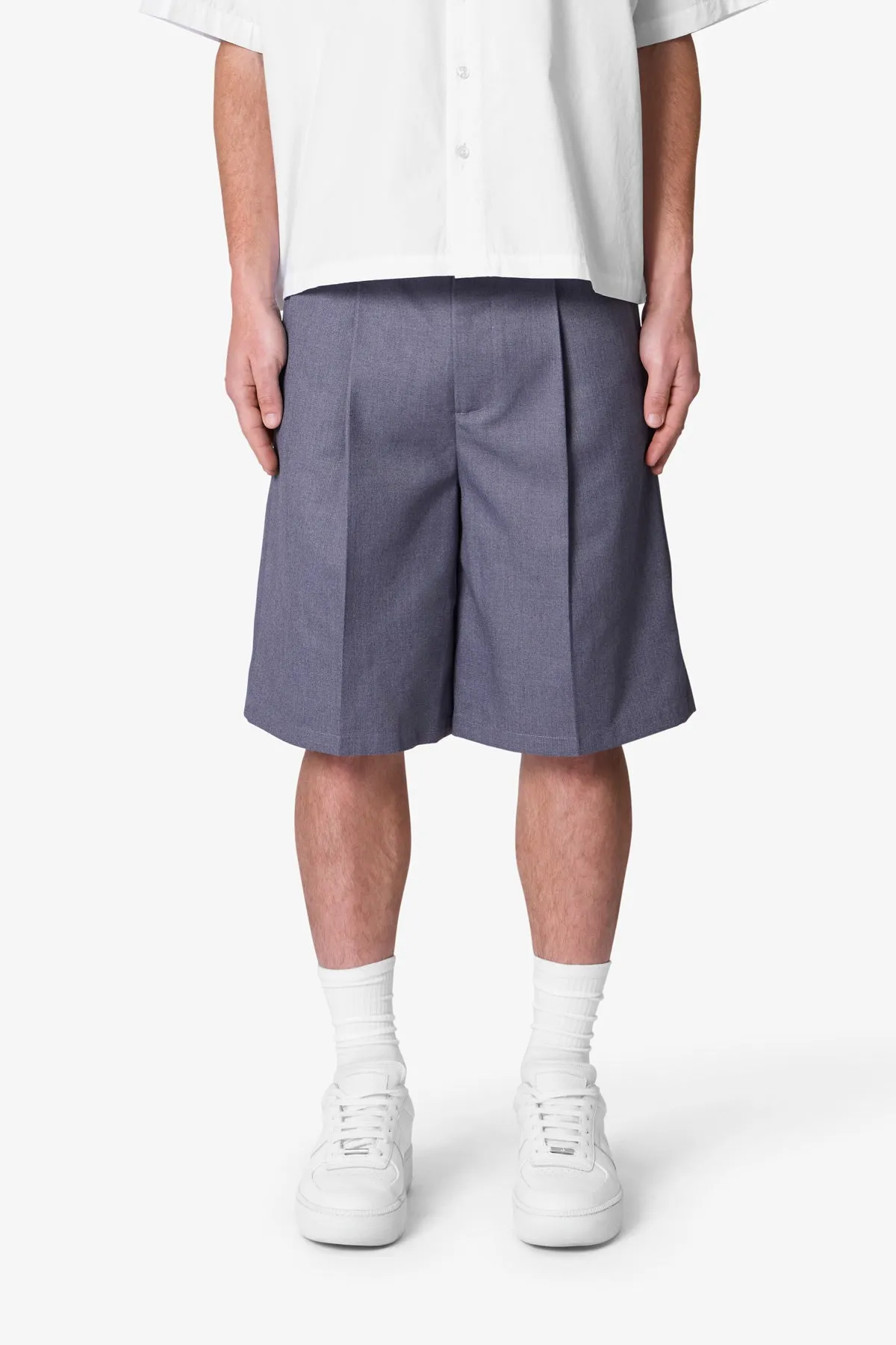 Big Pleated Shorts - Grey sold by MNML