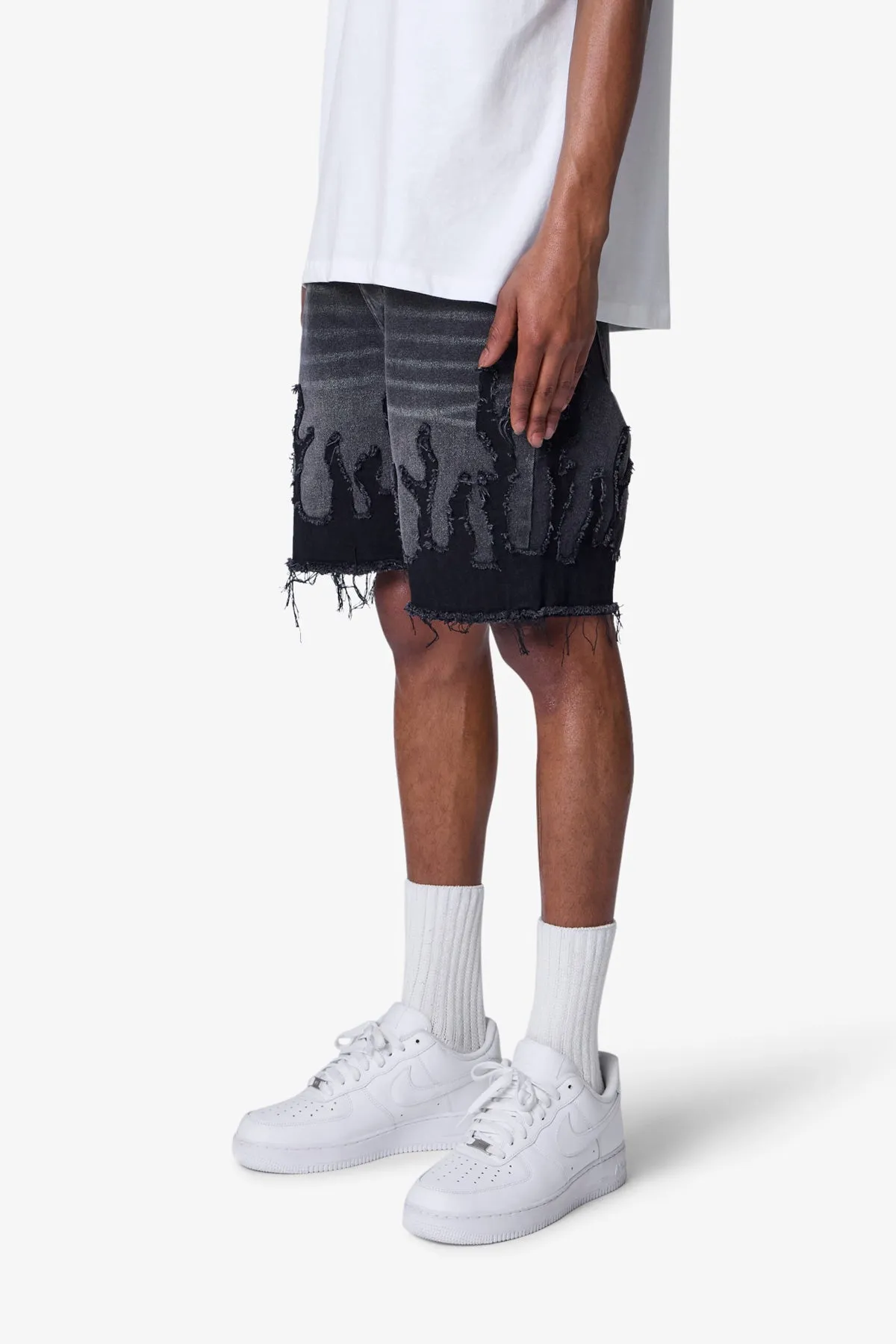 Flame Denim Shorts - Washed Black sold by MNML product image thumbnail 4