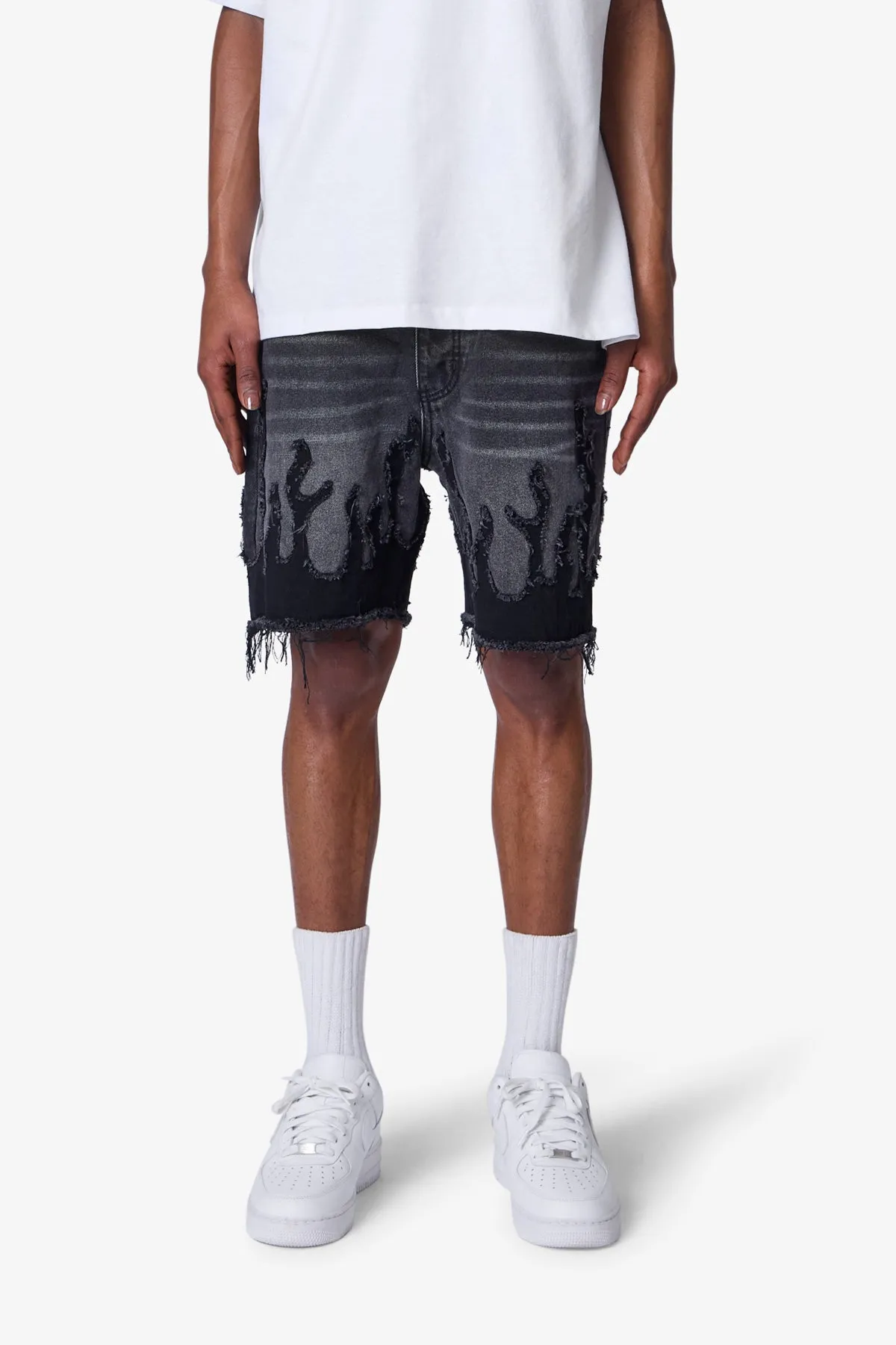 Flame Denim Shorts - Washed Black sold by MNML