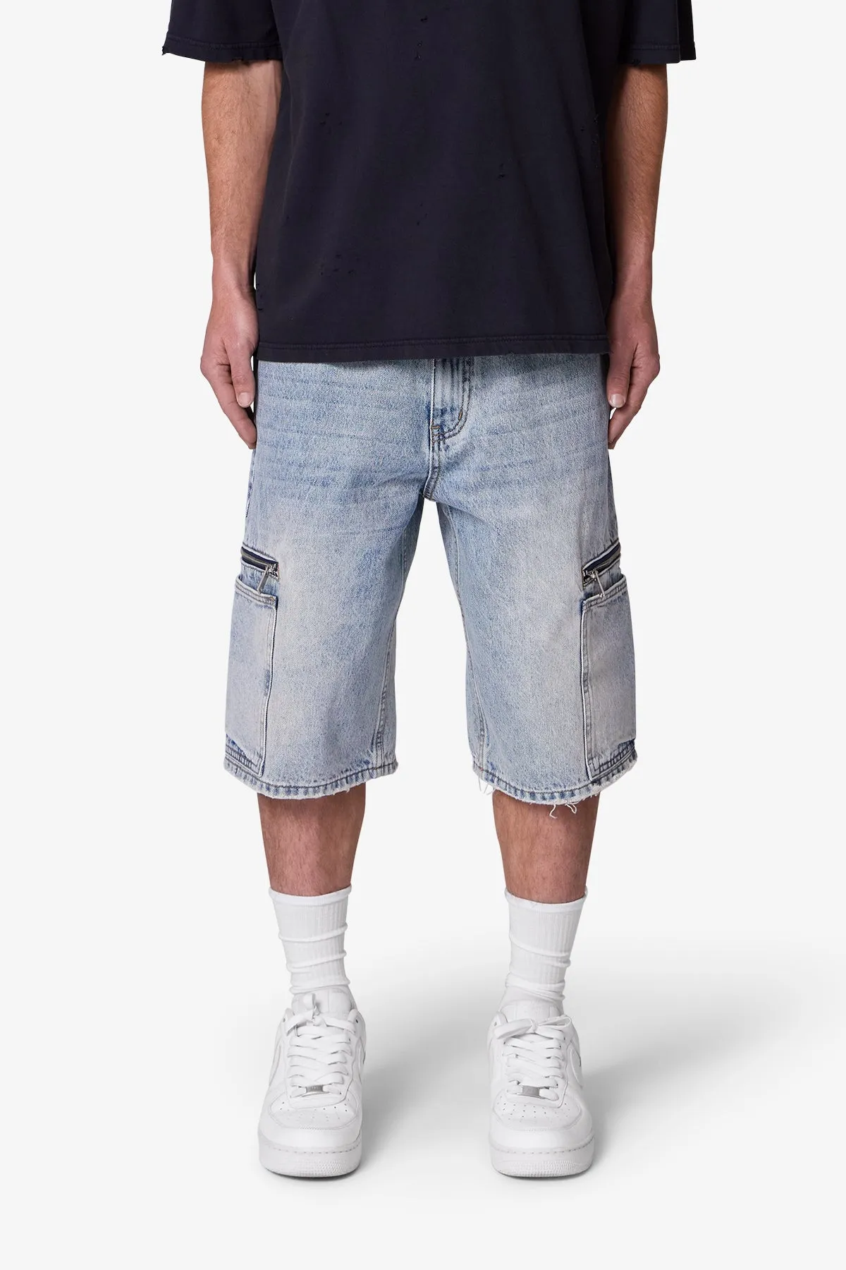 Zipper Teeth Denim Shorts - Light Blue sold by MNML product image thumbnail 3