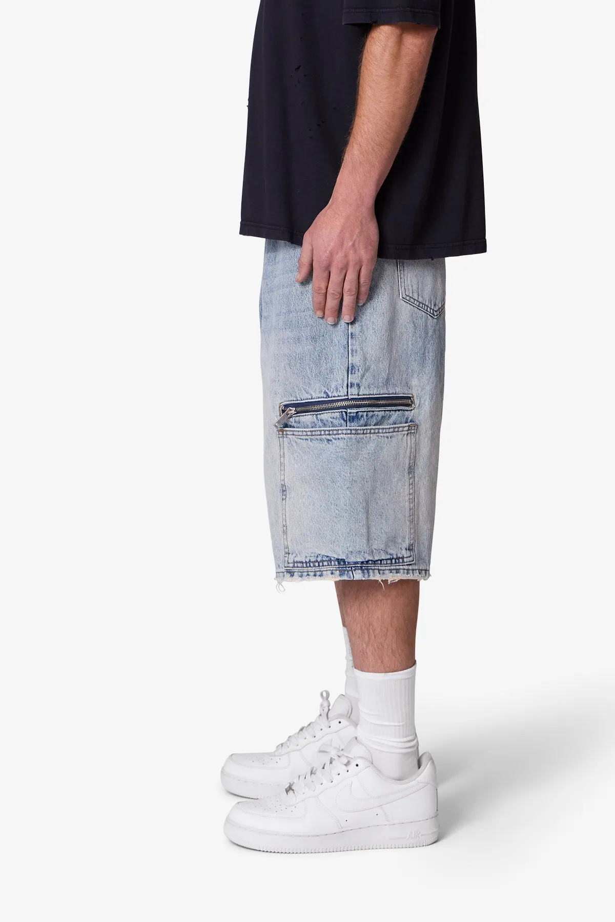 Zipper Teeth Denim Shorts - Light Blue sold by MNML product image thumbnail 5