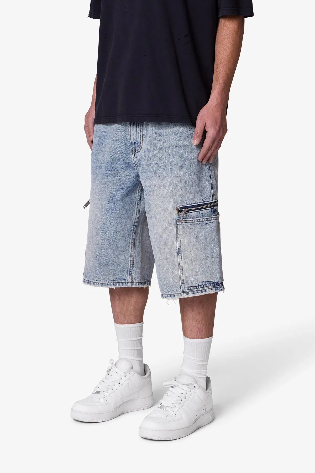 Zipper Teeth Denim Shorts - Light Blue sold by MNML product image thumbnail 4