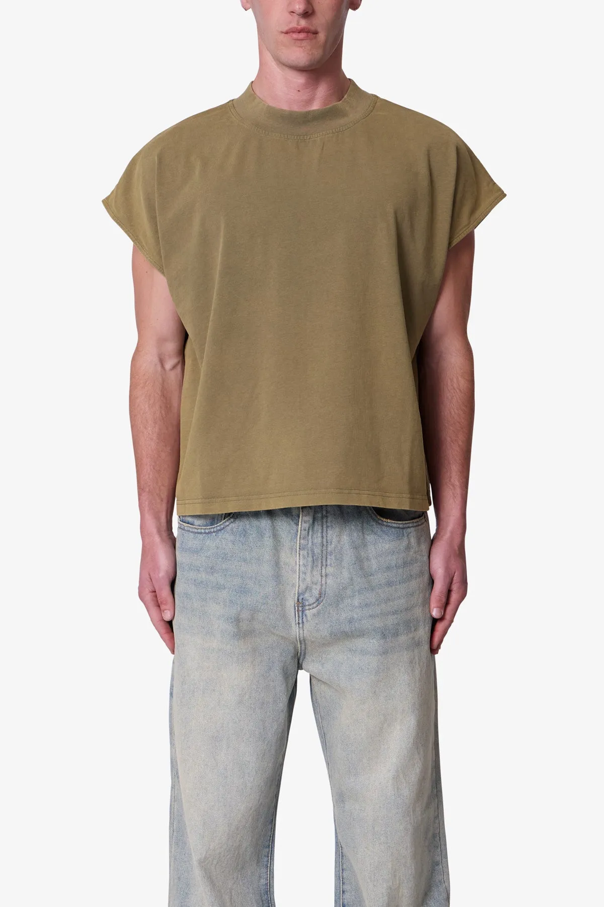 Washed Boxy Tank - Washed Olive sold by MNML