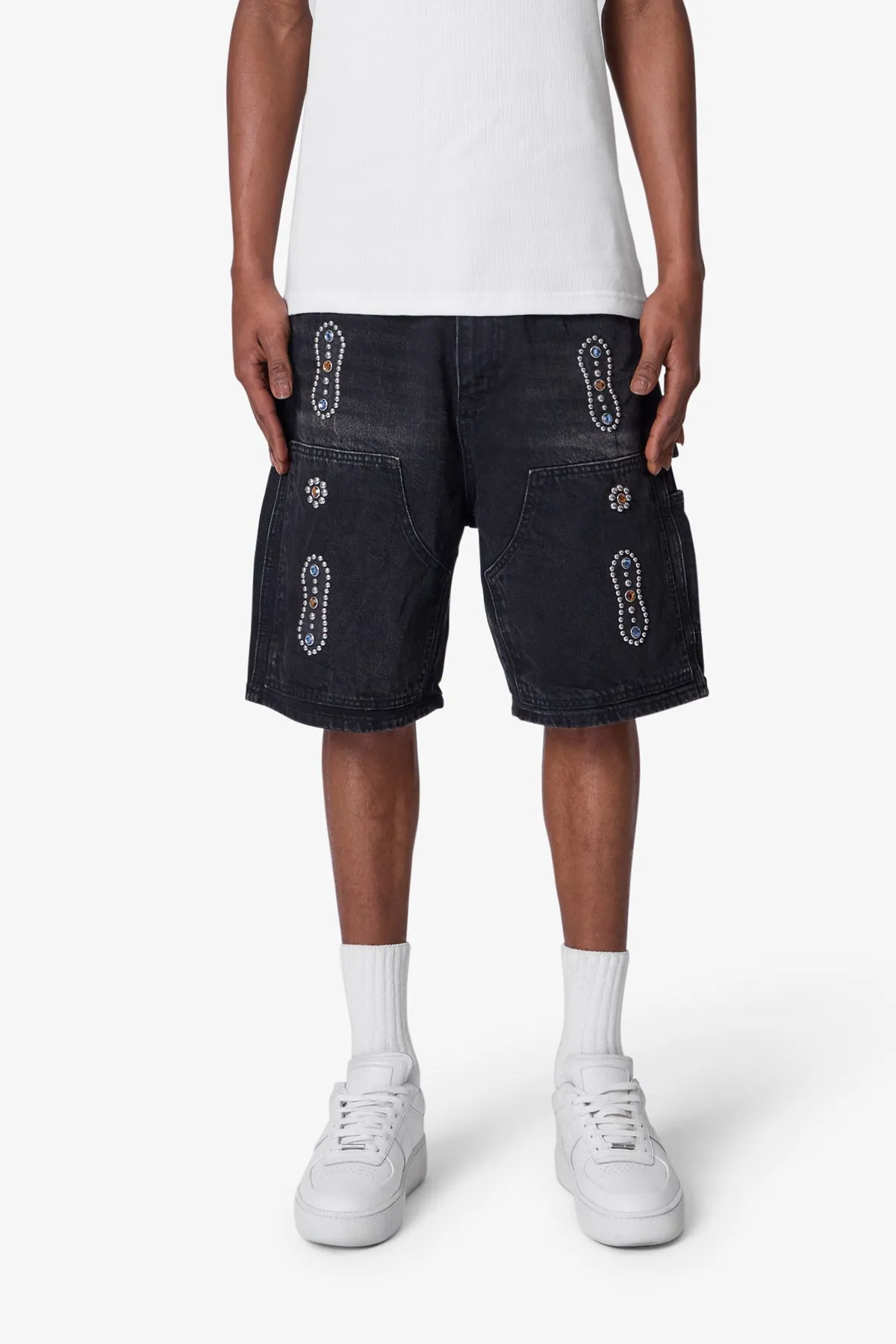 Western Jewel Denim Shorts - Washed Black | Parallel