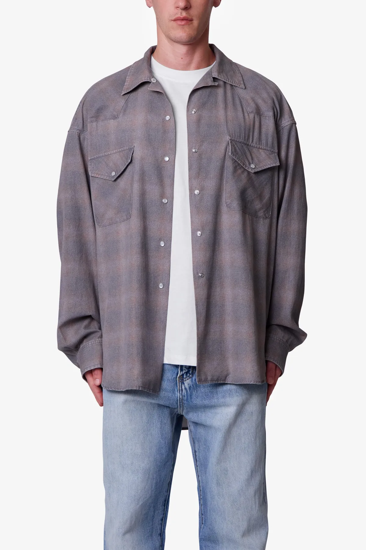 Faded Print Flannel Shirt - Grey sold by MNML product image thumbnail 2