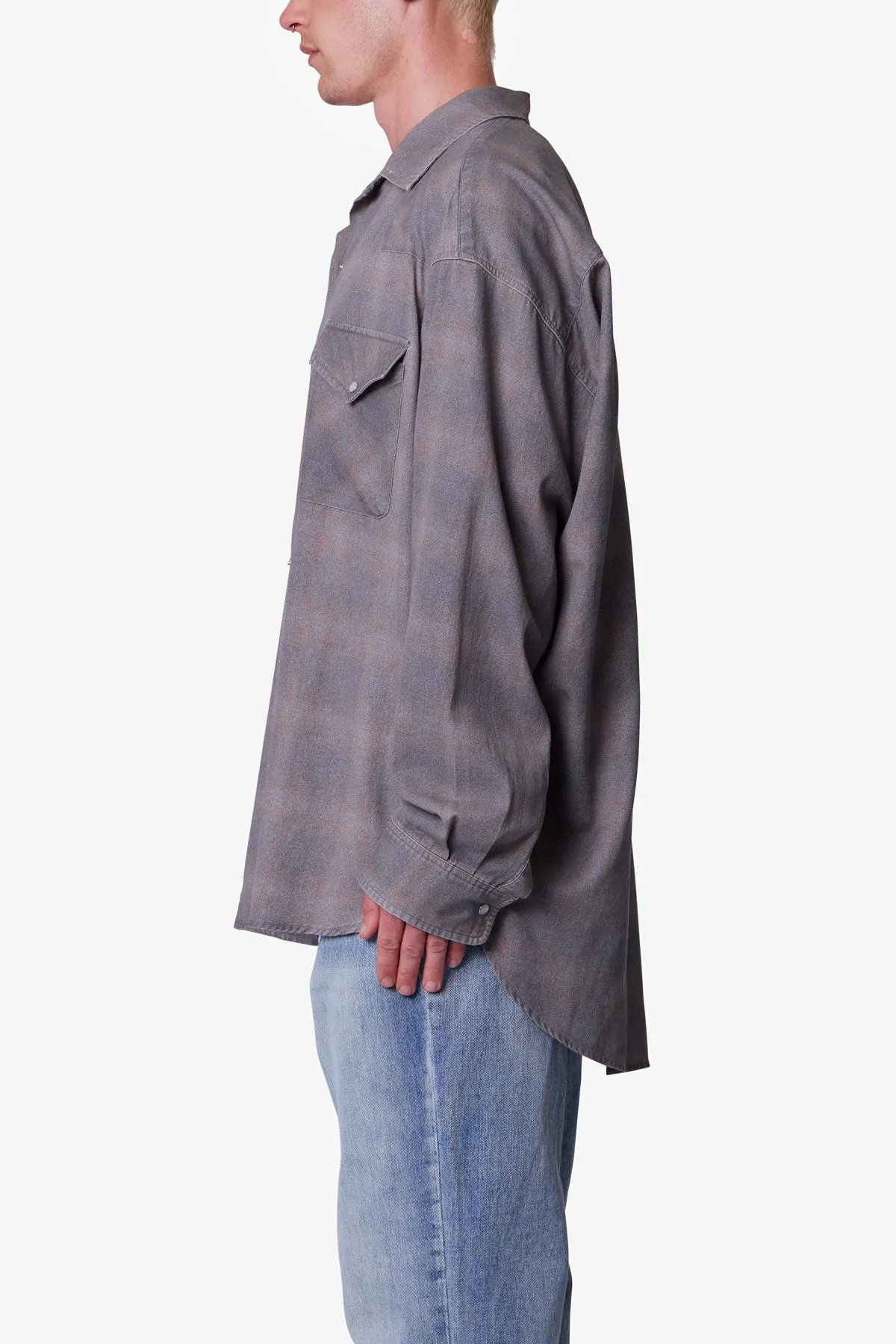 Faded Print Flannel Shirt - Grey sold by MNML product image thumbnail 4