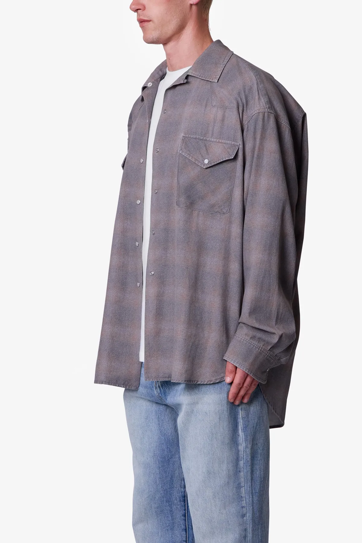 Faded Print Flannel Shirt - Grey sold by MNML product image thumbnail 3