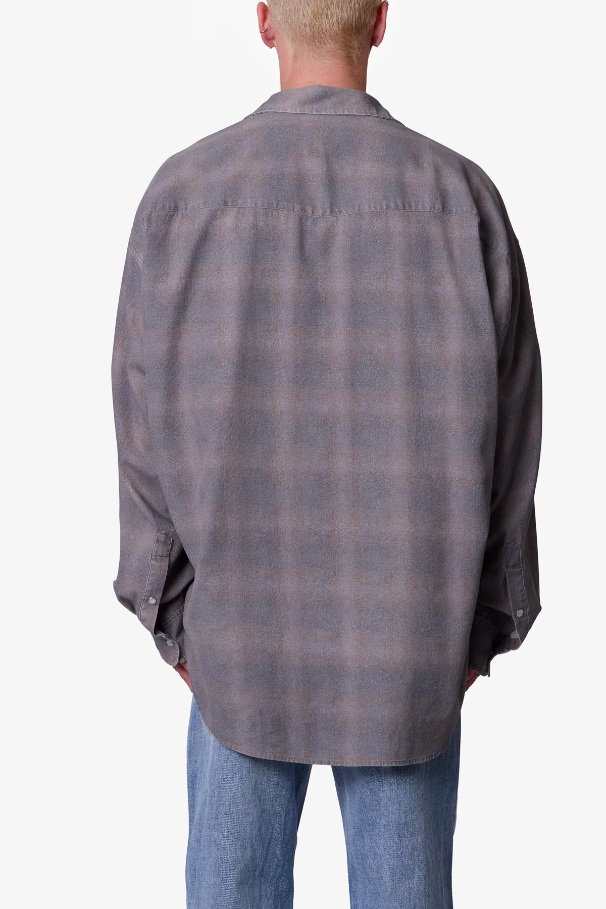 Faded Print Flannel Shirt - Grey sold by MNML product image thumbnail 5