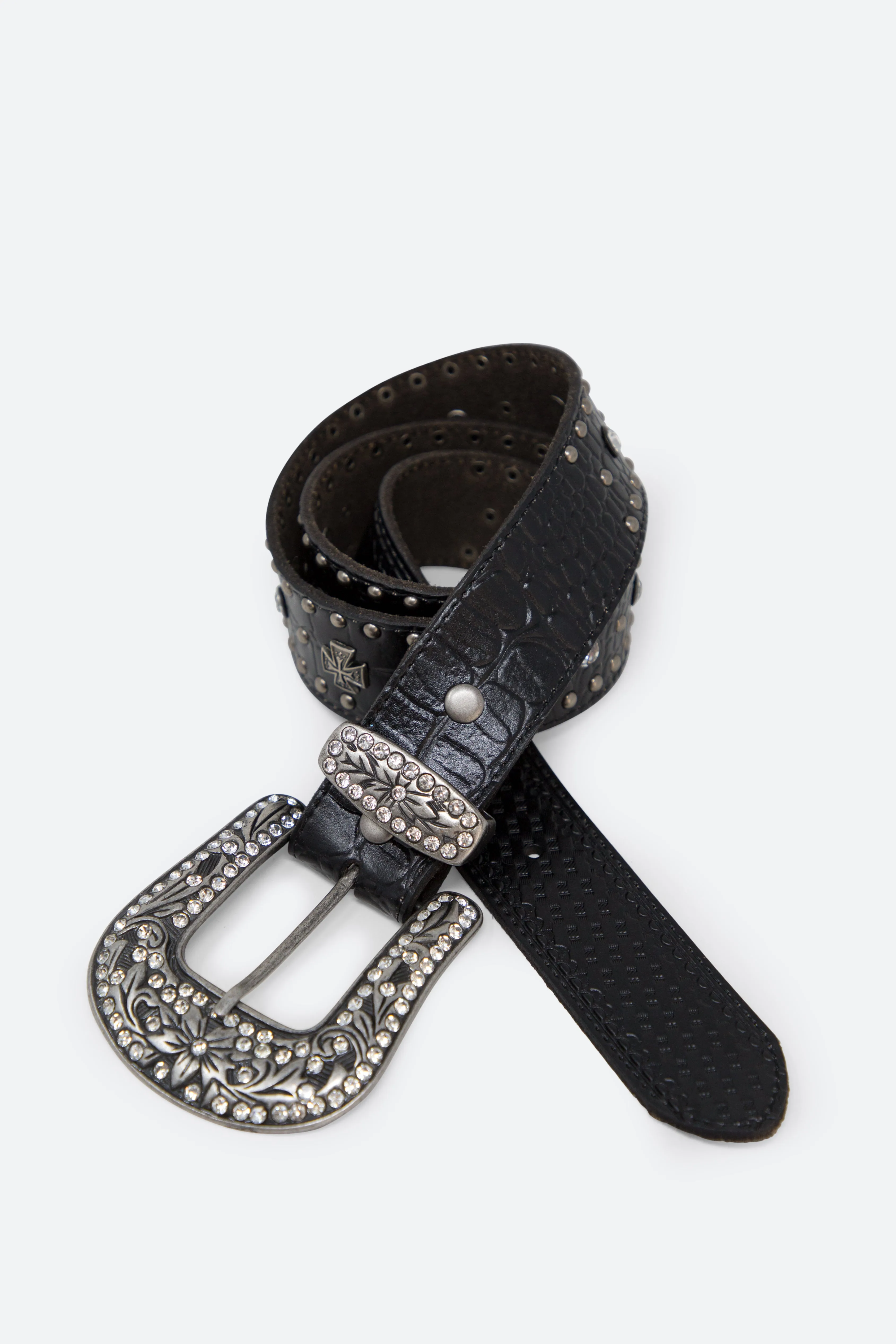Metal Cross Studded Belt - Black sold by MNML product image thumbnail 3