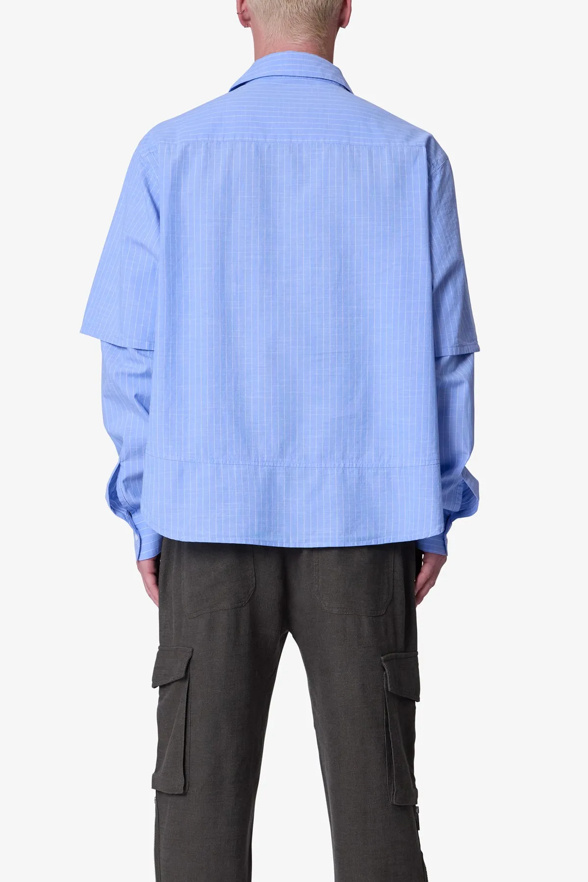 Chambray Double Layer Shirt - Blue sold by MNML product image thumbnail 5
