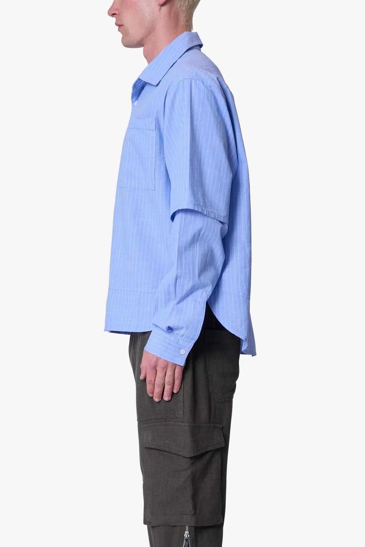 Chambray Double Layer Shirt - Blue sold by MNML product image thumbnail 4