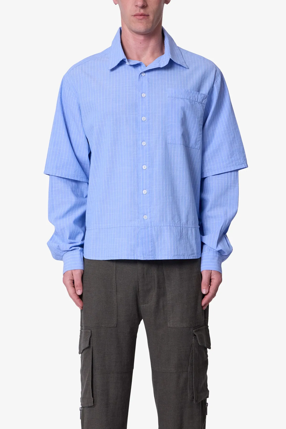 Chambray Double Layer Shirt - Blue sold by MNML