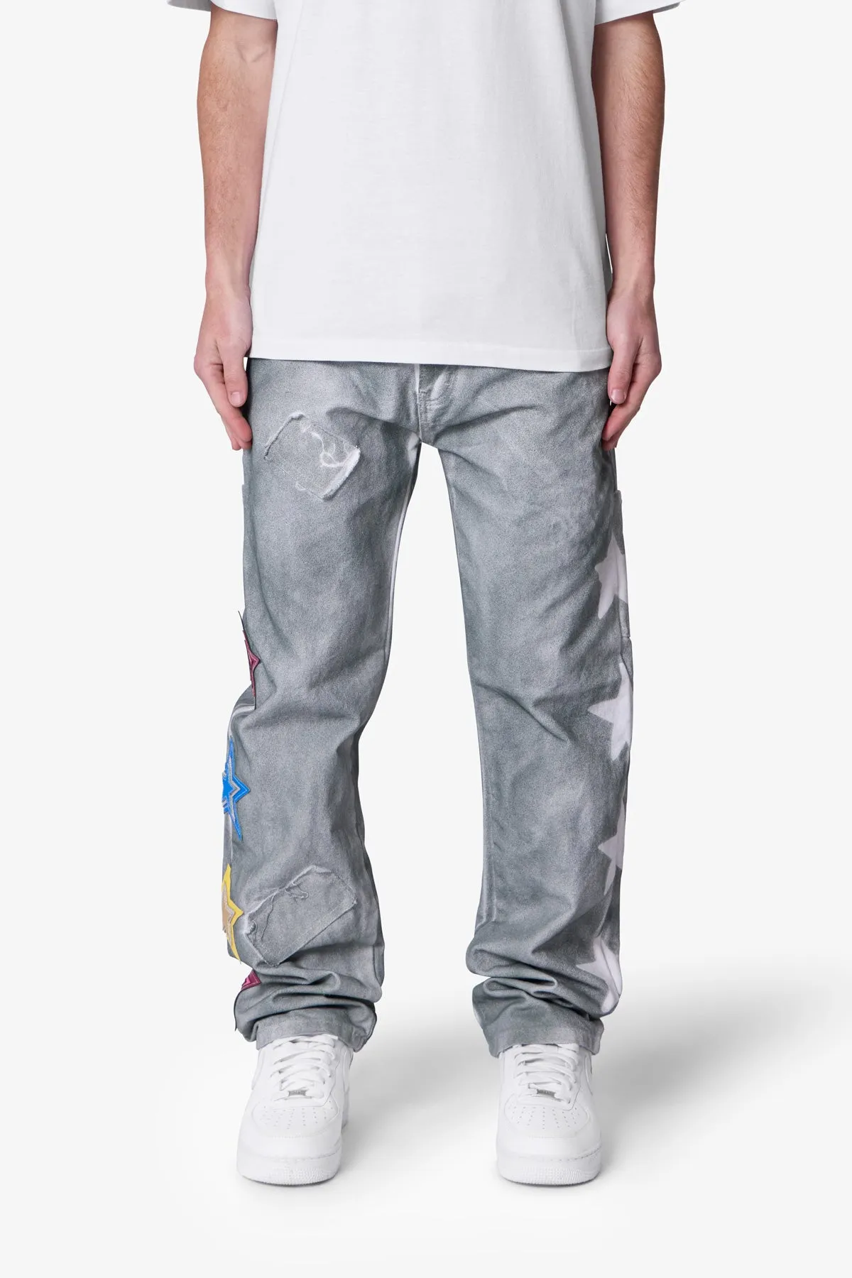 V720 Dirty Star Mailbag Denim - White sold by MNML