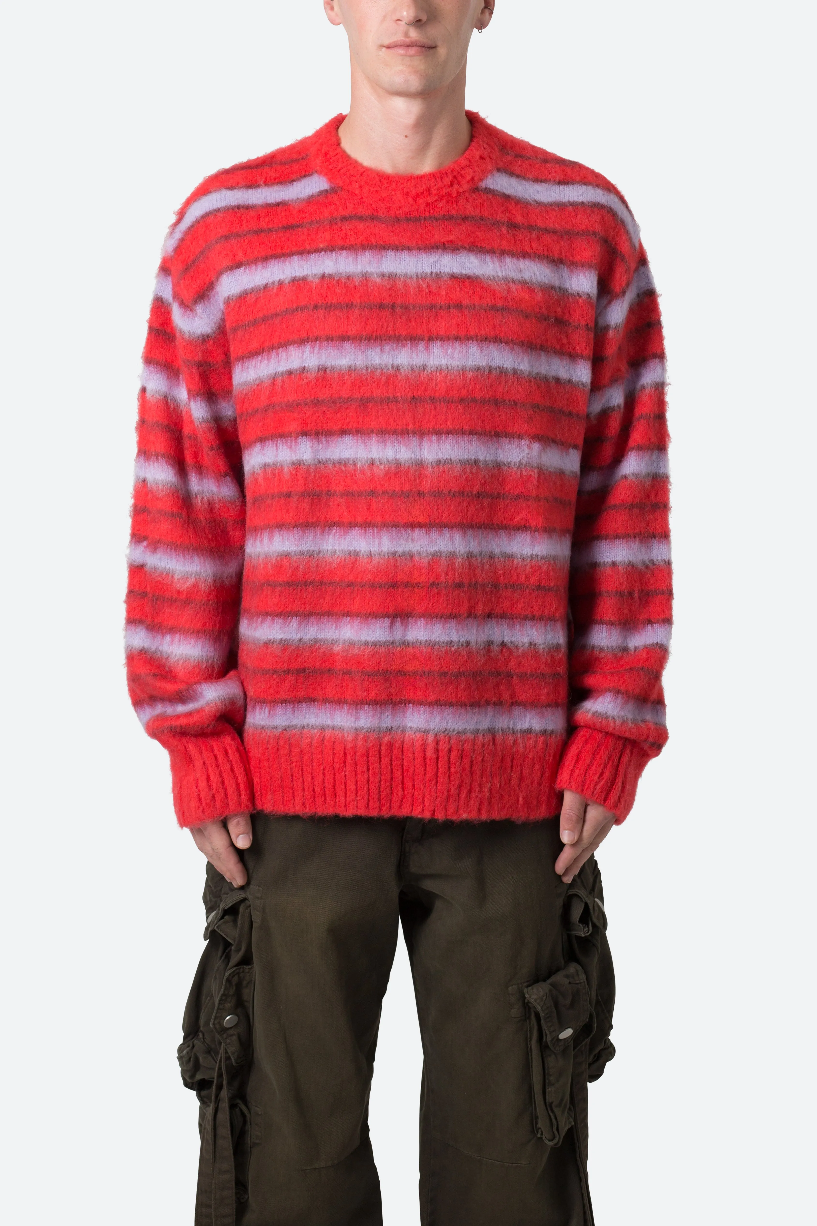 Striped Mohair Sweater - Red sold by MNML