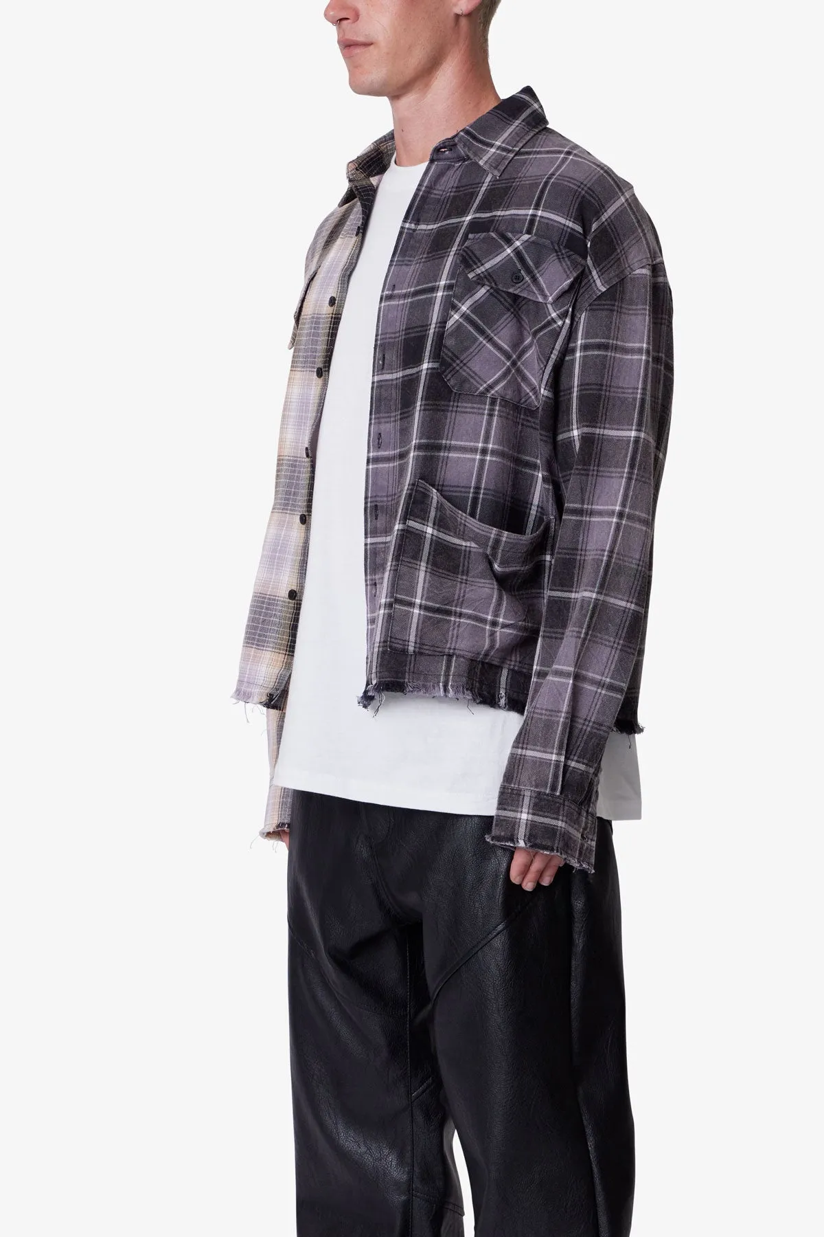 Mixed Flannel Shirt - Olive/Brown sold by MNML product image thumbnail 3