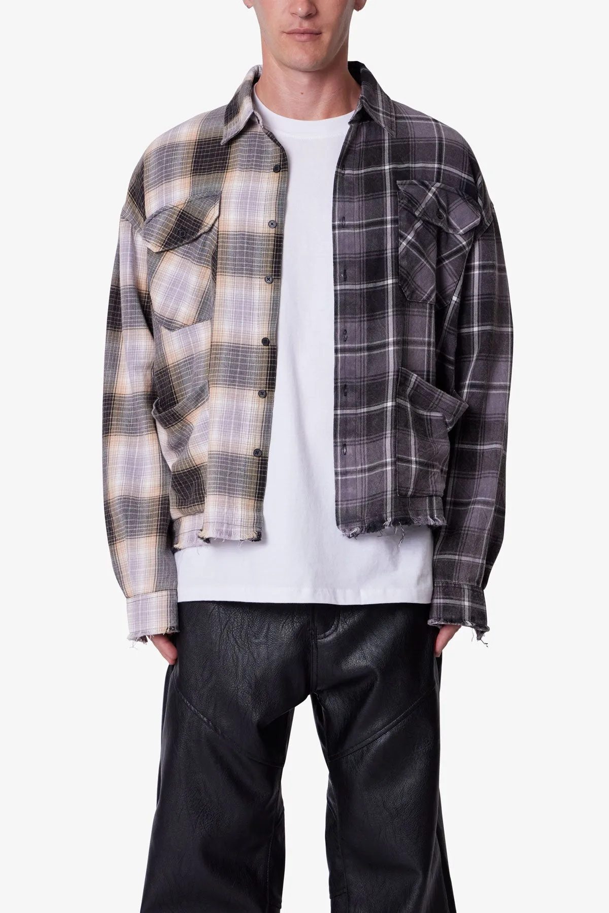 Mixed Flannel Shirt - Olive/Brown sold by MNML product image thumbnail 2