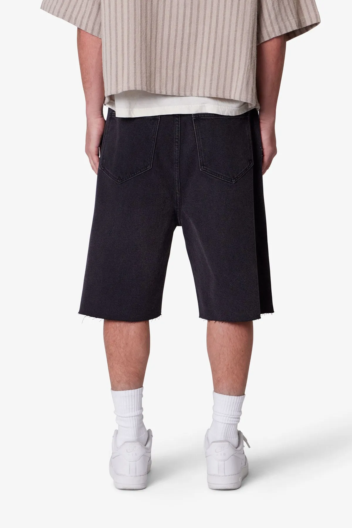 Baggy Cut Off Denim Shorts - Washed Black sold by MNML product image thumbnail 5