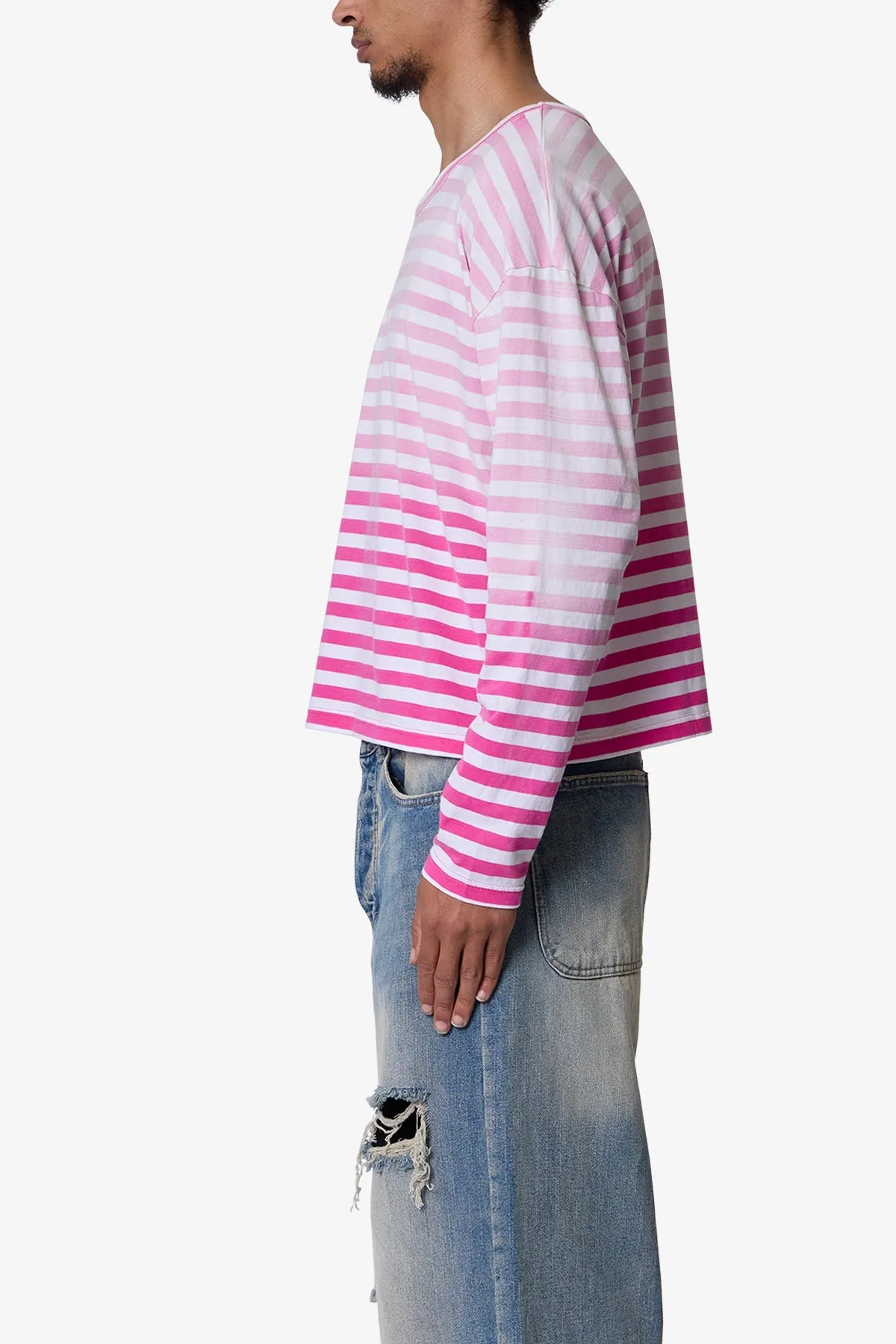 Faded Stripe L/S Tee - Pink/White sold by MNML product image thumbnail 4