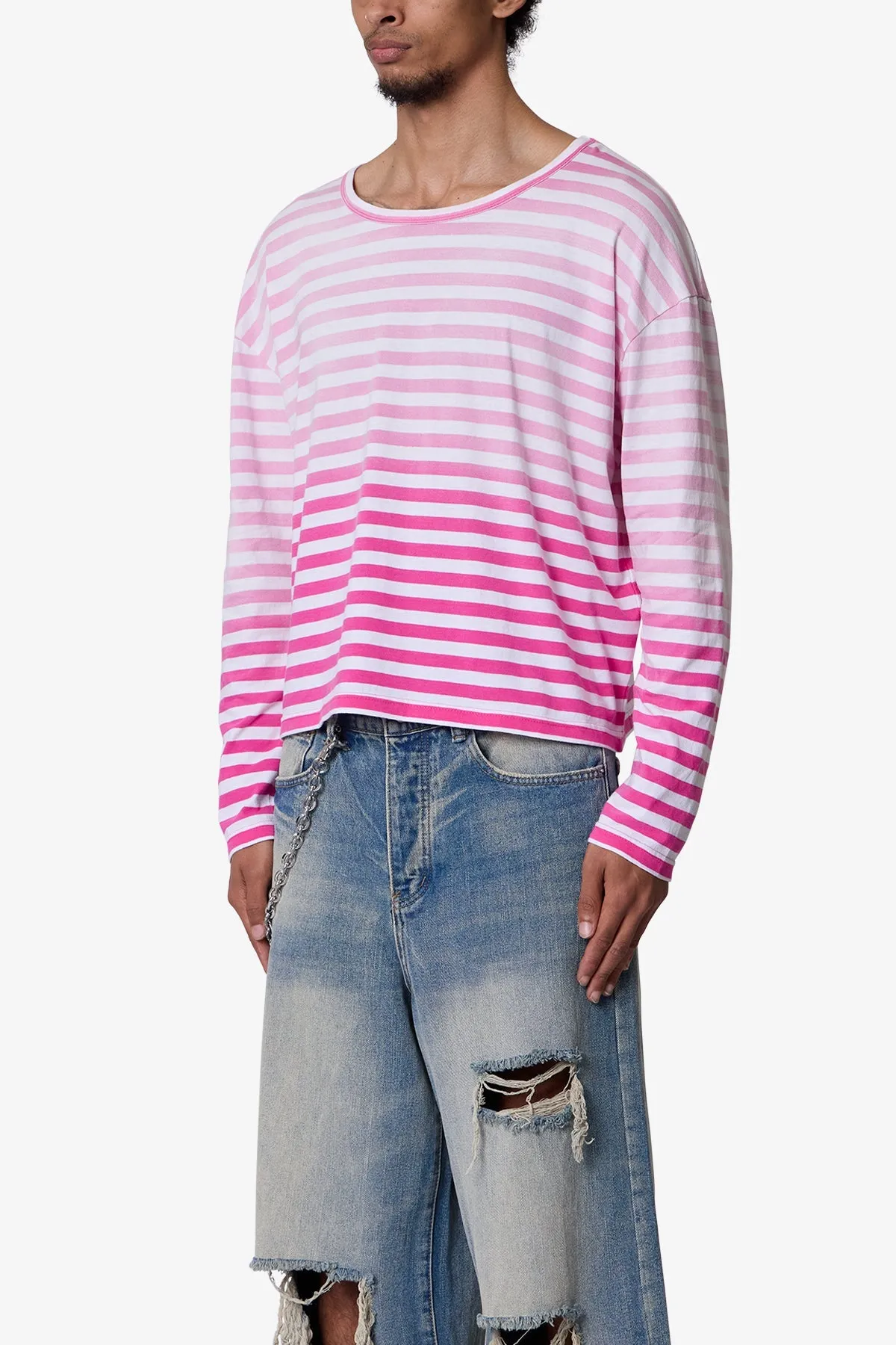Faded Stripe L/S Tee - Pink/White sold by MNML product image thumbnail 3