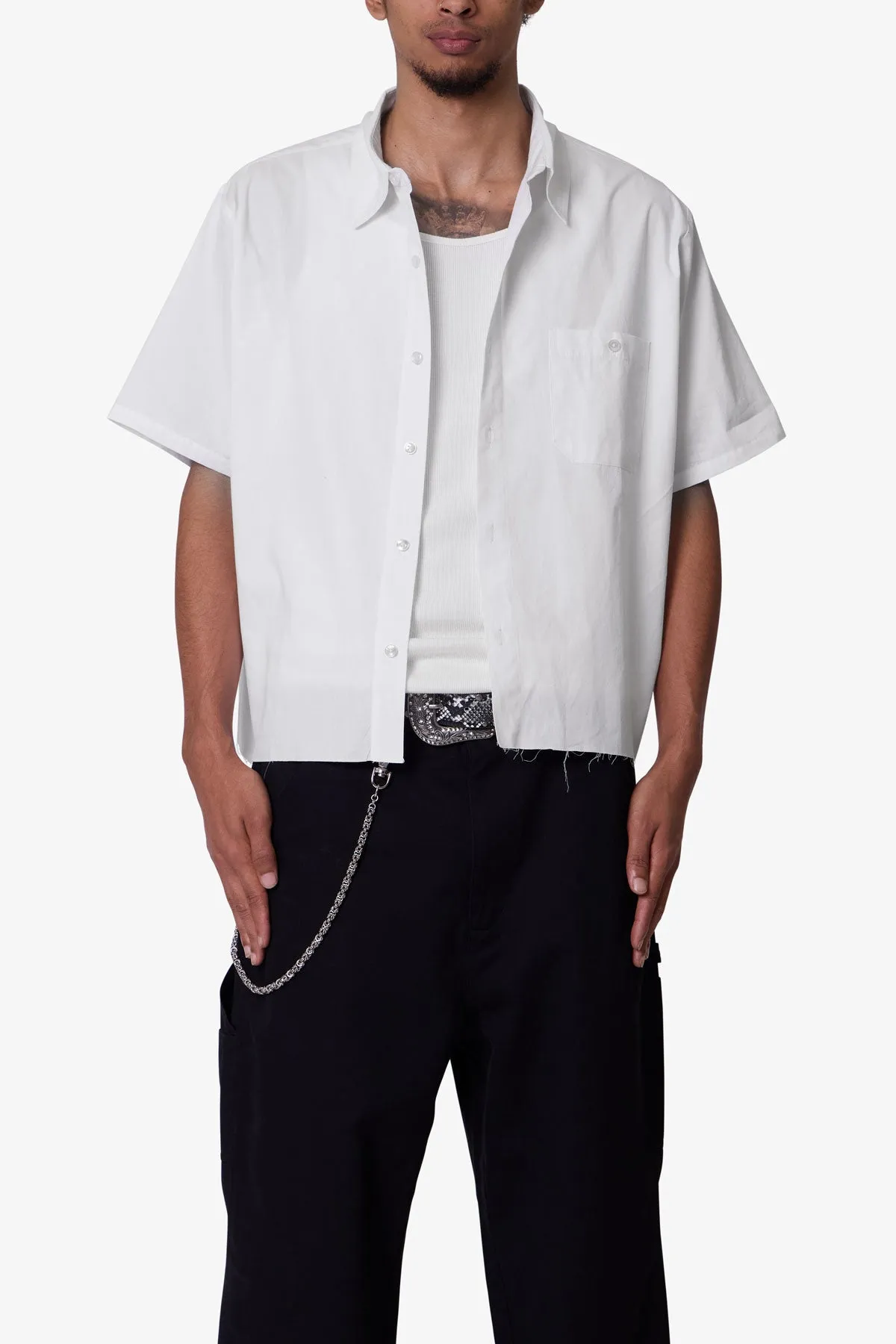 Poplin Cropped S/S Shirt - White sold by MNML
