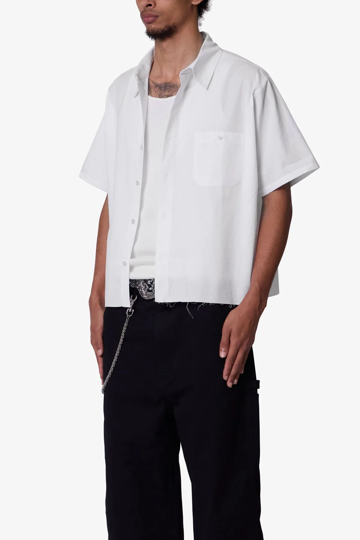 Poplin Cropped S/S Shirt - White sold by MNML product image thumbnail 3