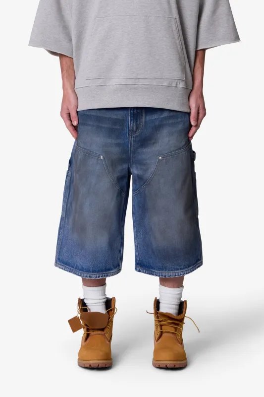 Ultra Baggy Carpenter Shorts - Washed Blue sold by MNML
