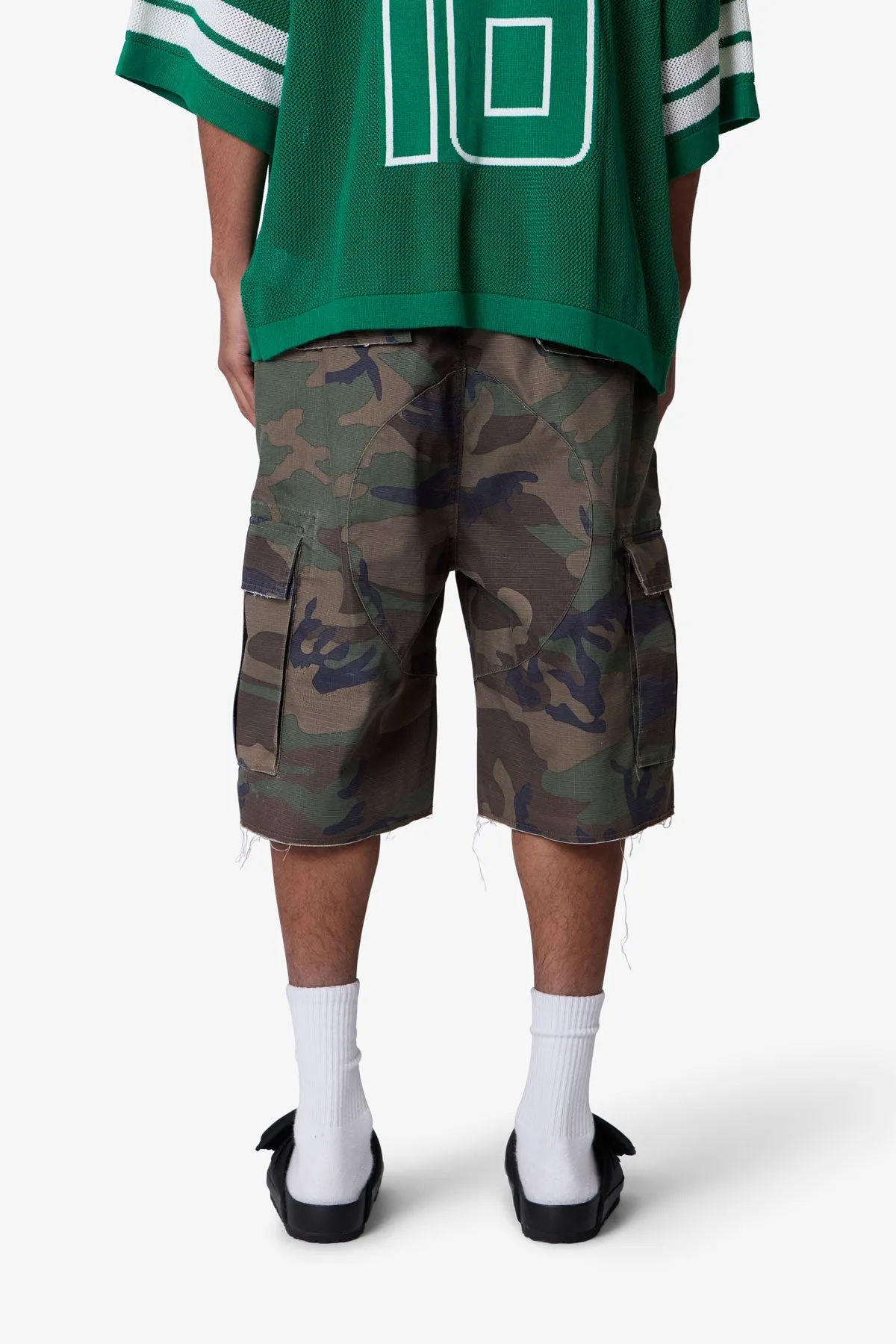 Baggy Distressed Cargo Shorts - Washed Camo sold by MNML product image thumbnail 5