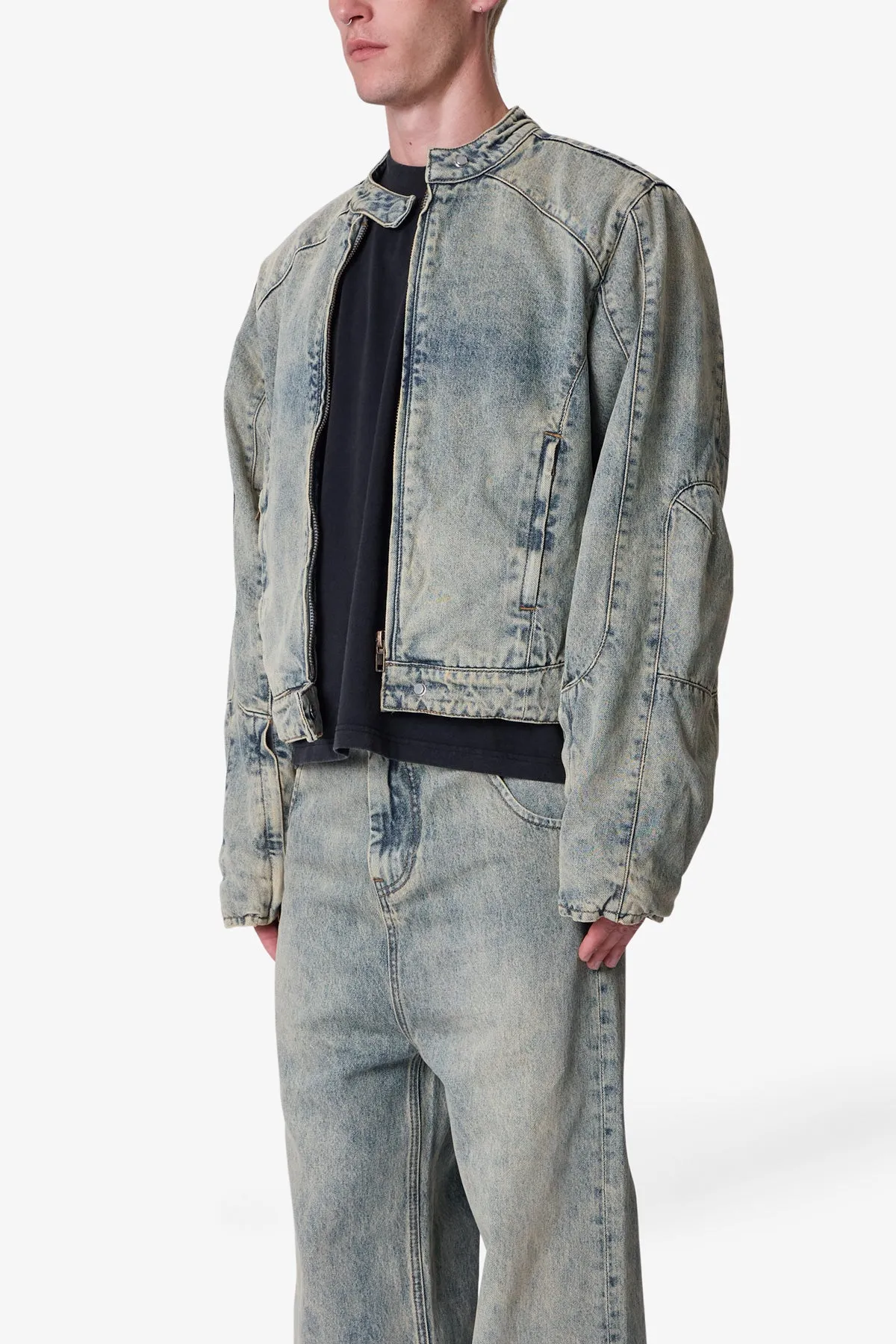 Moto Denim Jacket - Vintage Blue sold by MNML product image thumbnail 3
