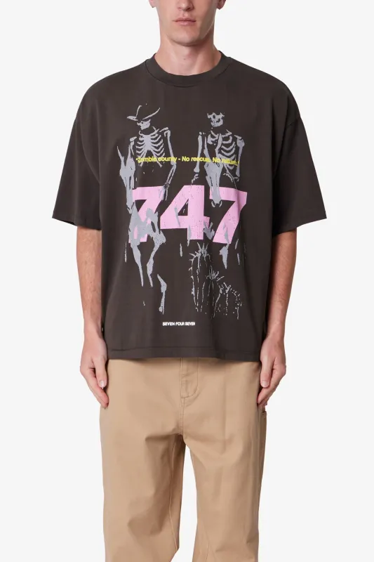 747 Zombie Country Printed Tee - Vintage Black made by MNML