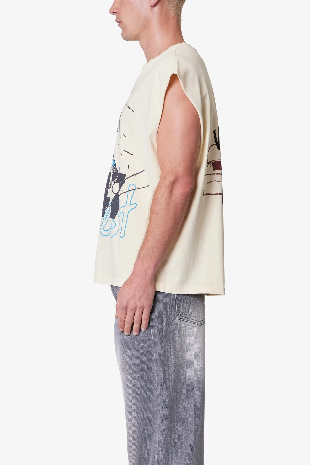 Nail Printed Cut Off Tee - Antique White sold by MNML product image thumbnail 4
